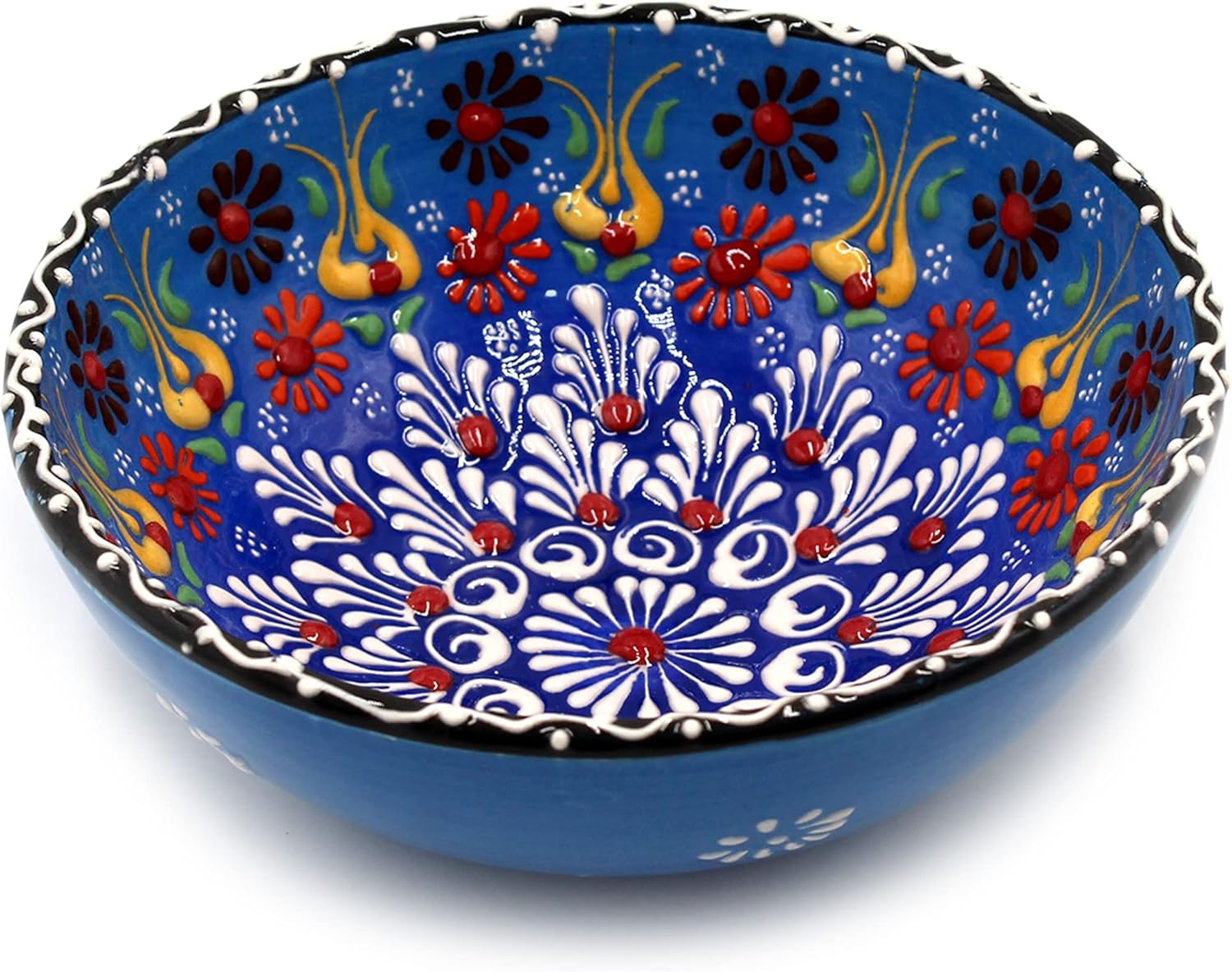 Küchengeräte Cuenco decorativo de cerámica turca pintado a mano de 6.2 pulgadas inc%100  Cuenco de servir hecho a mano para aperitivos, ensalada,