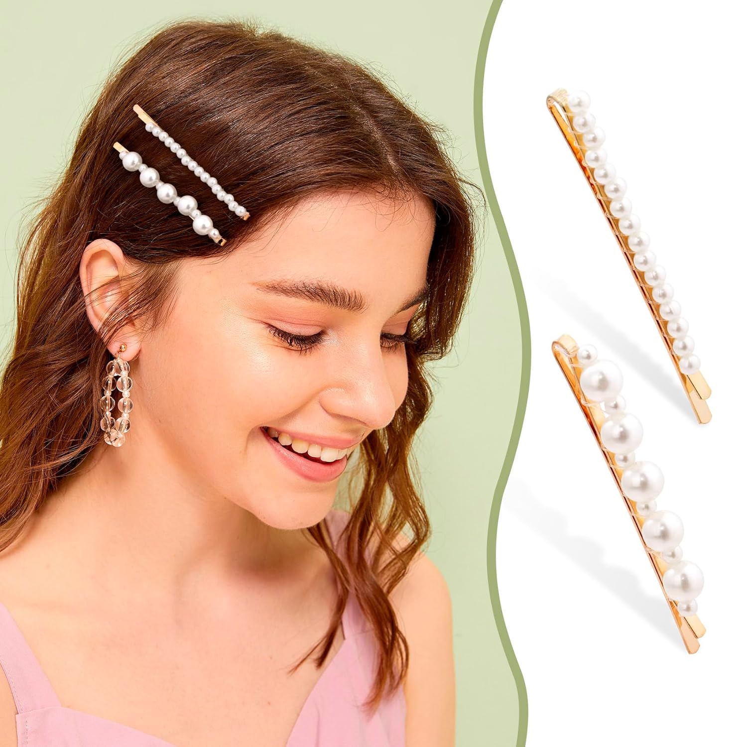 24 horquillas de perlas para el cabello, pinzas decorativas de perlas para el cabello, pinzas de perlas de metal para el cabello, pinzas para el