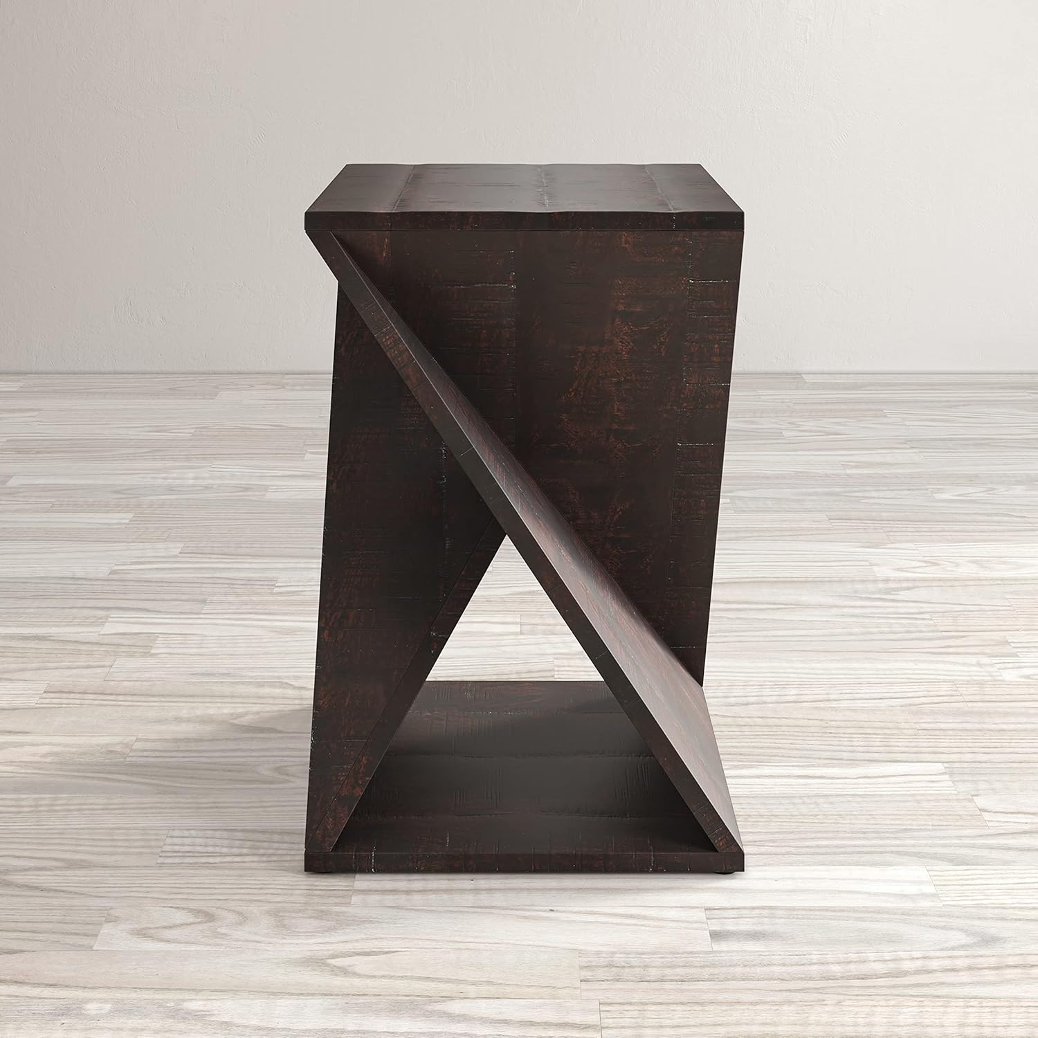 Mesa de jaspe moderna de mediados de siglo en ángulo de madera maciza de mango de 24 pulgadas de alto premontada