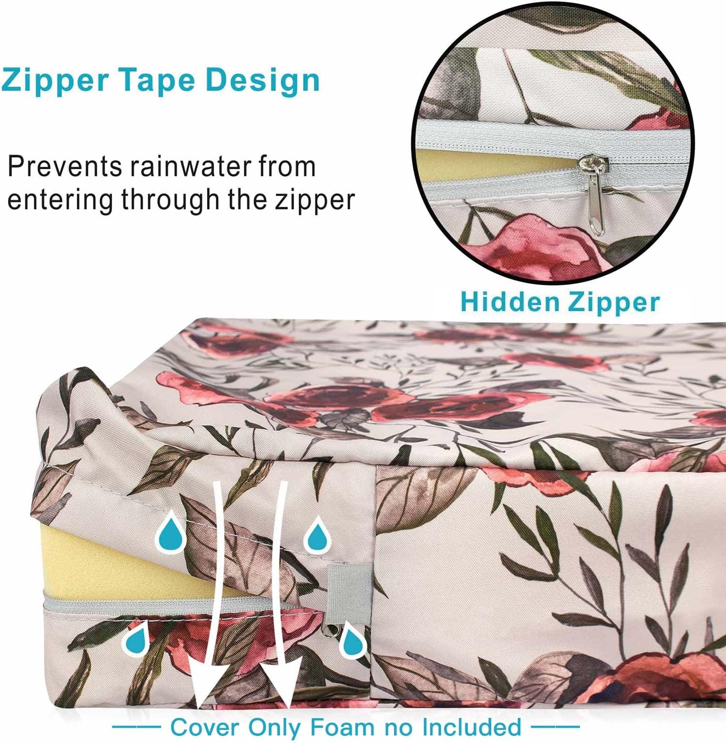 NettyPro Juego de 4 fundas de cojín para exteriores, funda de cojín impermeable para silla de patio, solo funda de repuesto, 22 x 20 x 4 pulgadas