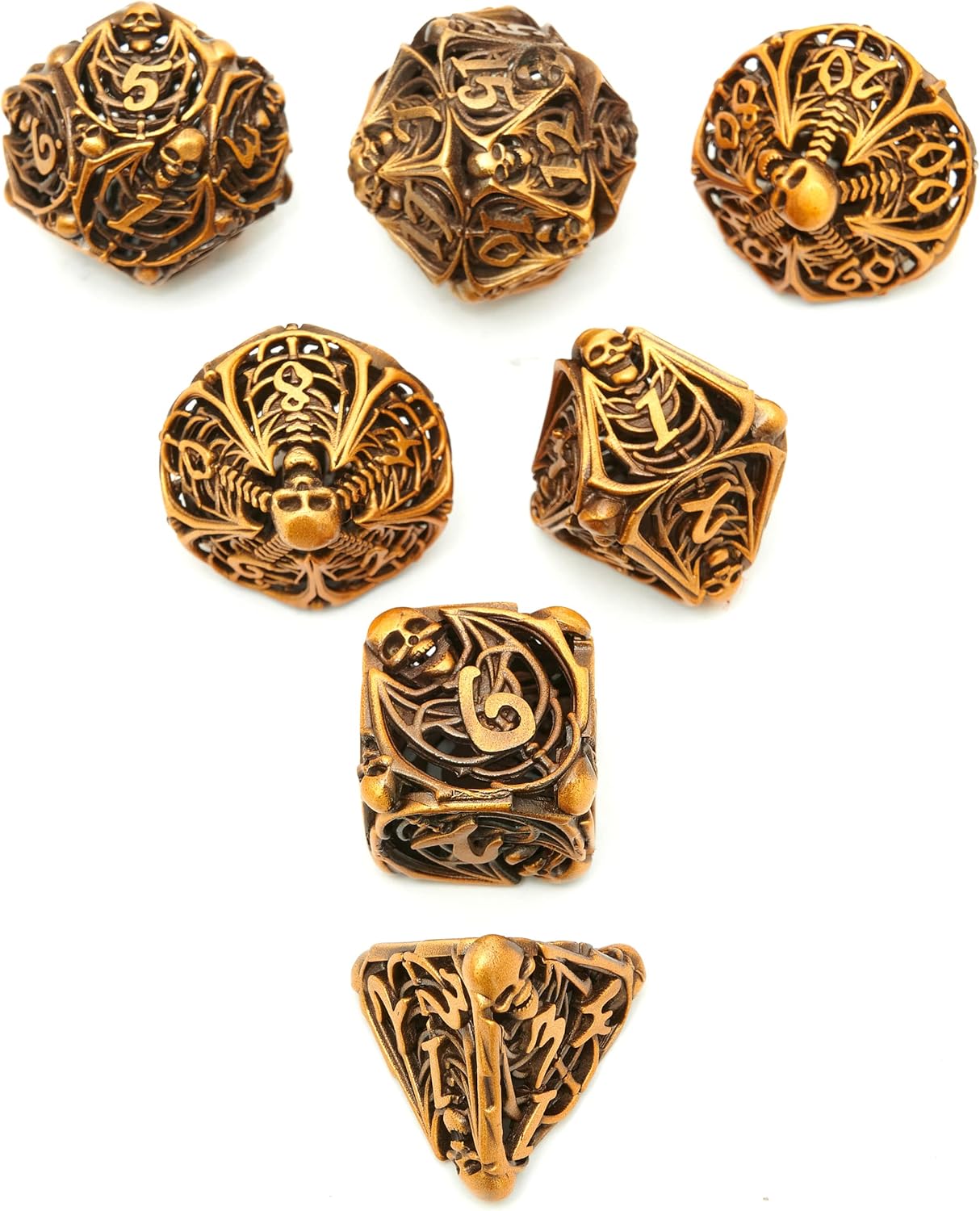 Juego de dados de metal huecos poliédricos de calavera, adecuado para juegos de mesa de Calabozos y Dragones, juego de mesa MTG, D&D Pathfinder
