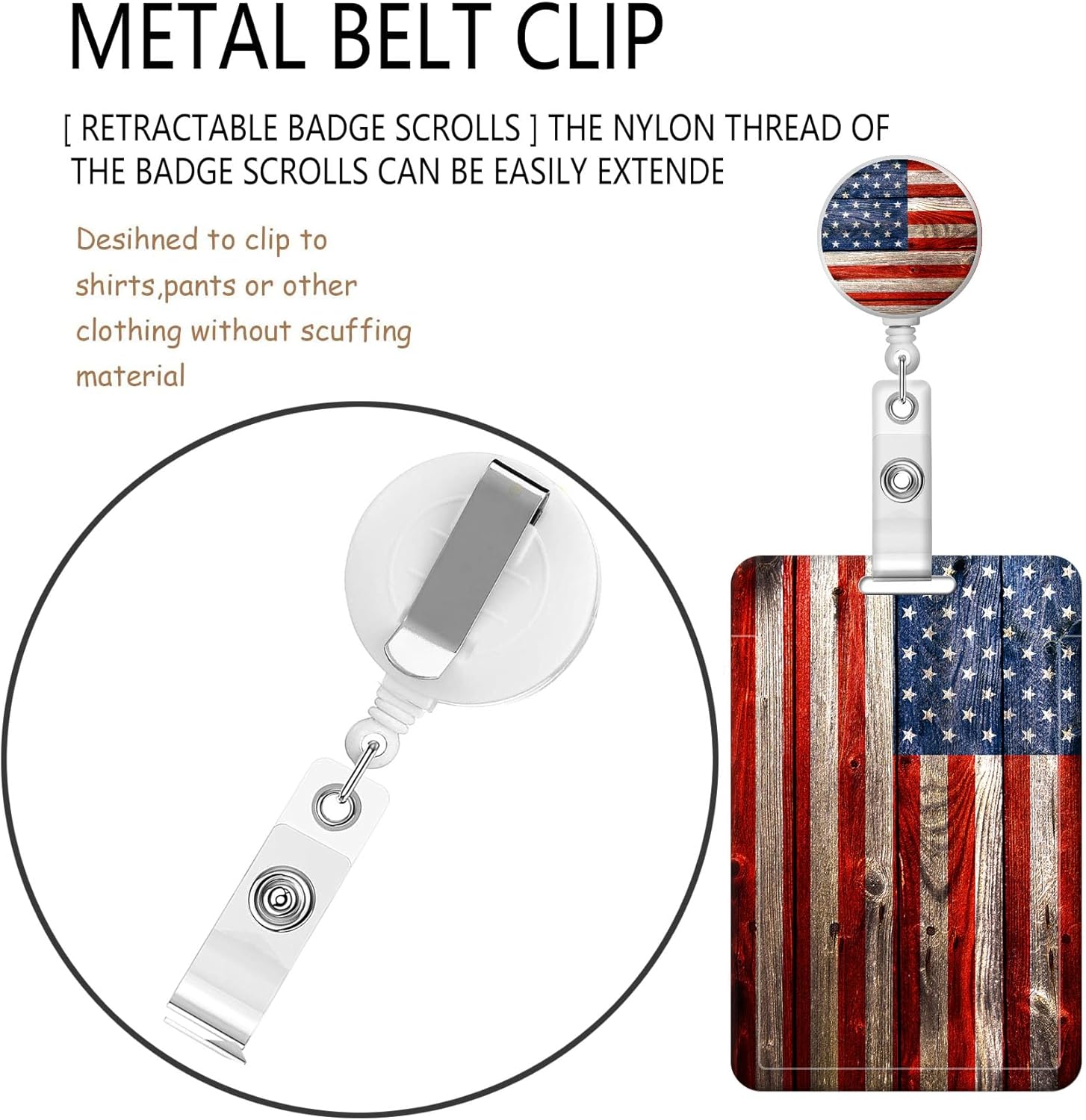 Soporte para tarjeta de identificación con clip retráctil para carrete de insignia y cordón, lindo cordón para identificación vertical, protector de