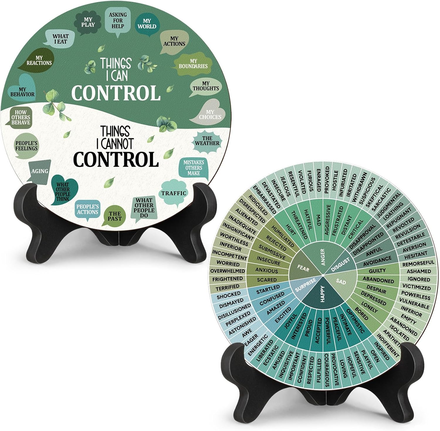 Cosas que puedo controlar – Decoración de escritorio de oficina con base negra, emociones relajantes, tabla de ruedas para decoración de salud