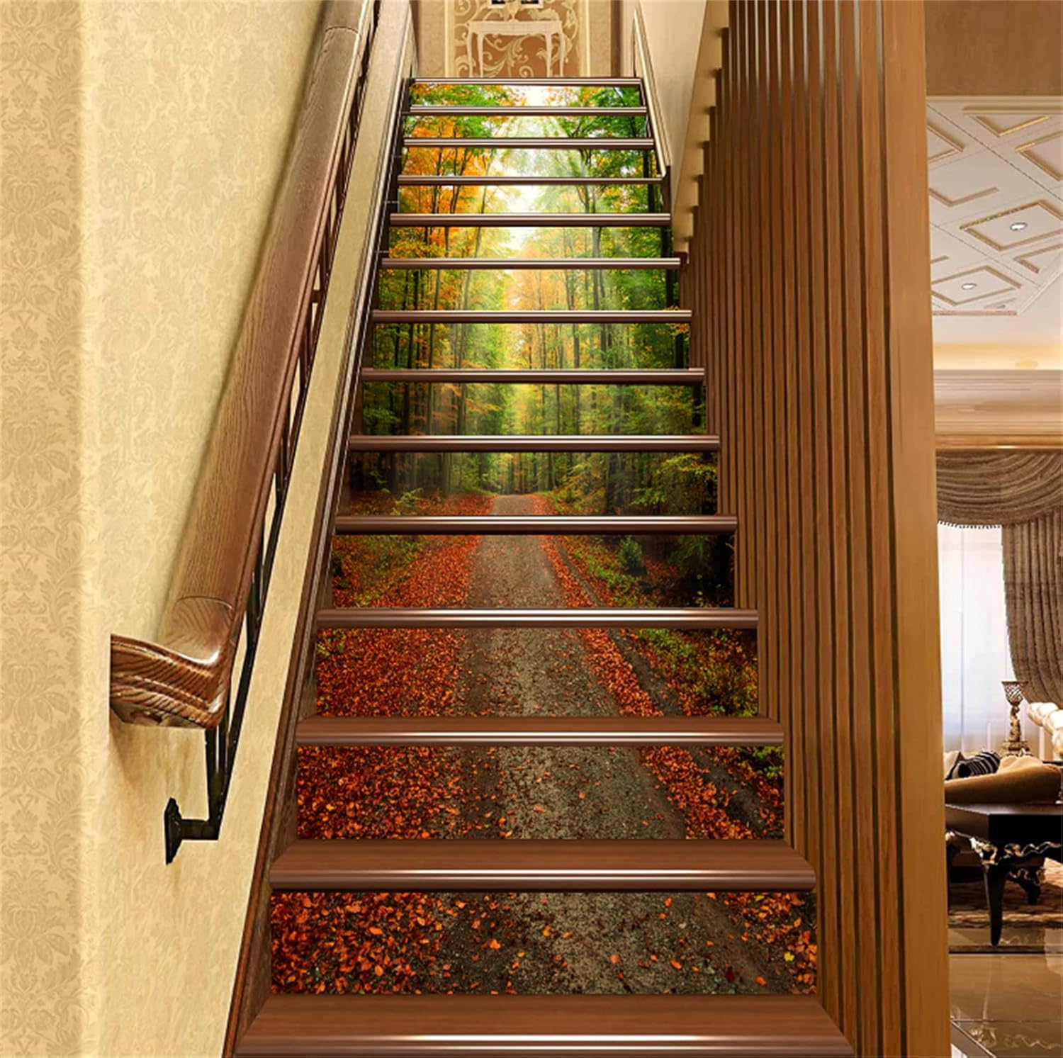 artfanke 13 calcomanías 3D de arce para escaleras de bosque de arce para despegar y pegar, calcomanías autoadhesivas para escaleras, calcomanías
