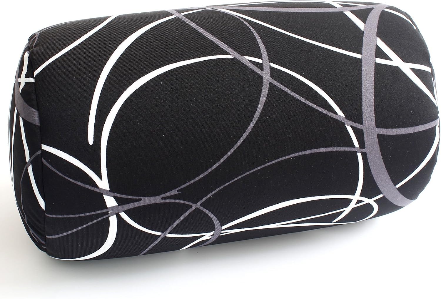 Bookishbunny Almohada cilíndrica de microperlas 13 “x 7” (negro blanco)