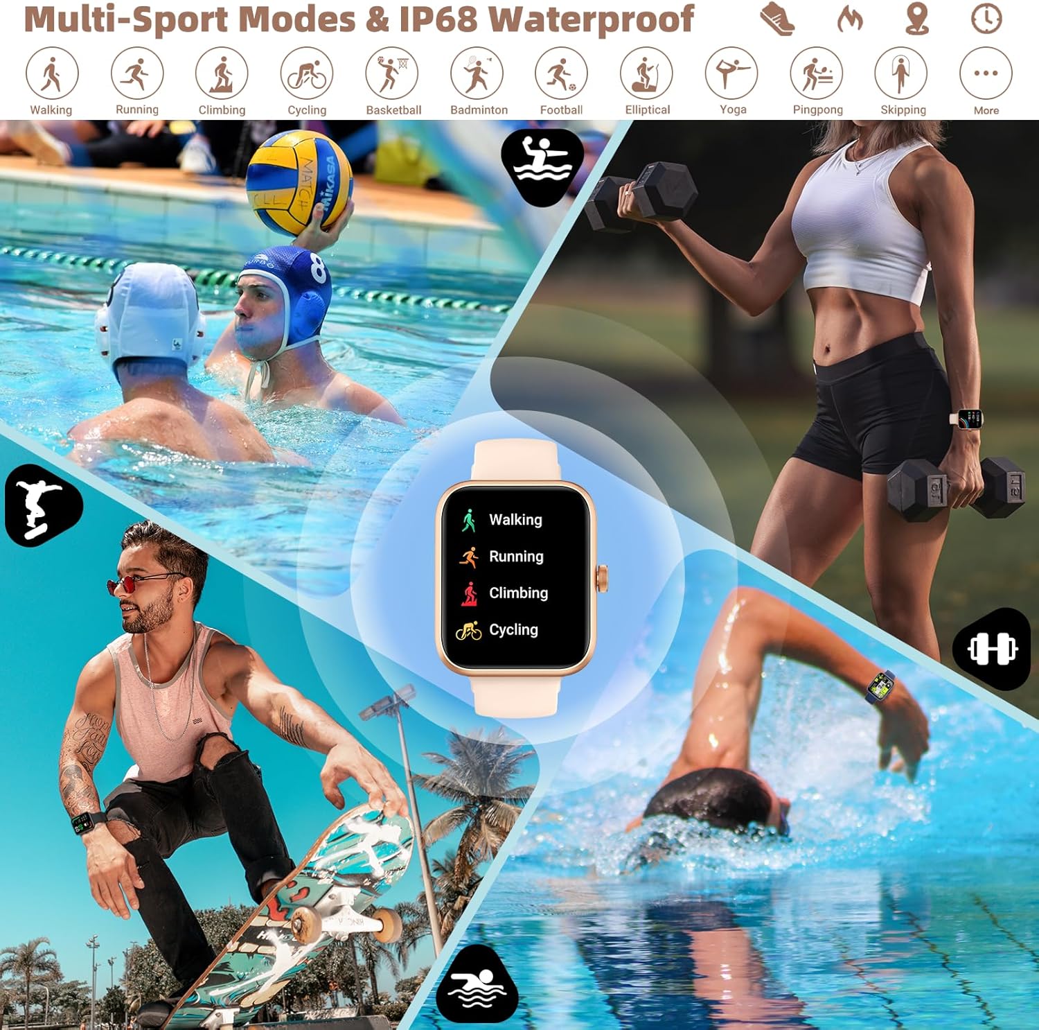 1.81″Smart Watch for Men Women with Bluetooth Call, Smartwatch for Android iOS Phone with Blood Oxygen Heart Rate Sleep Monitor, Fitness Tracker