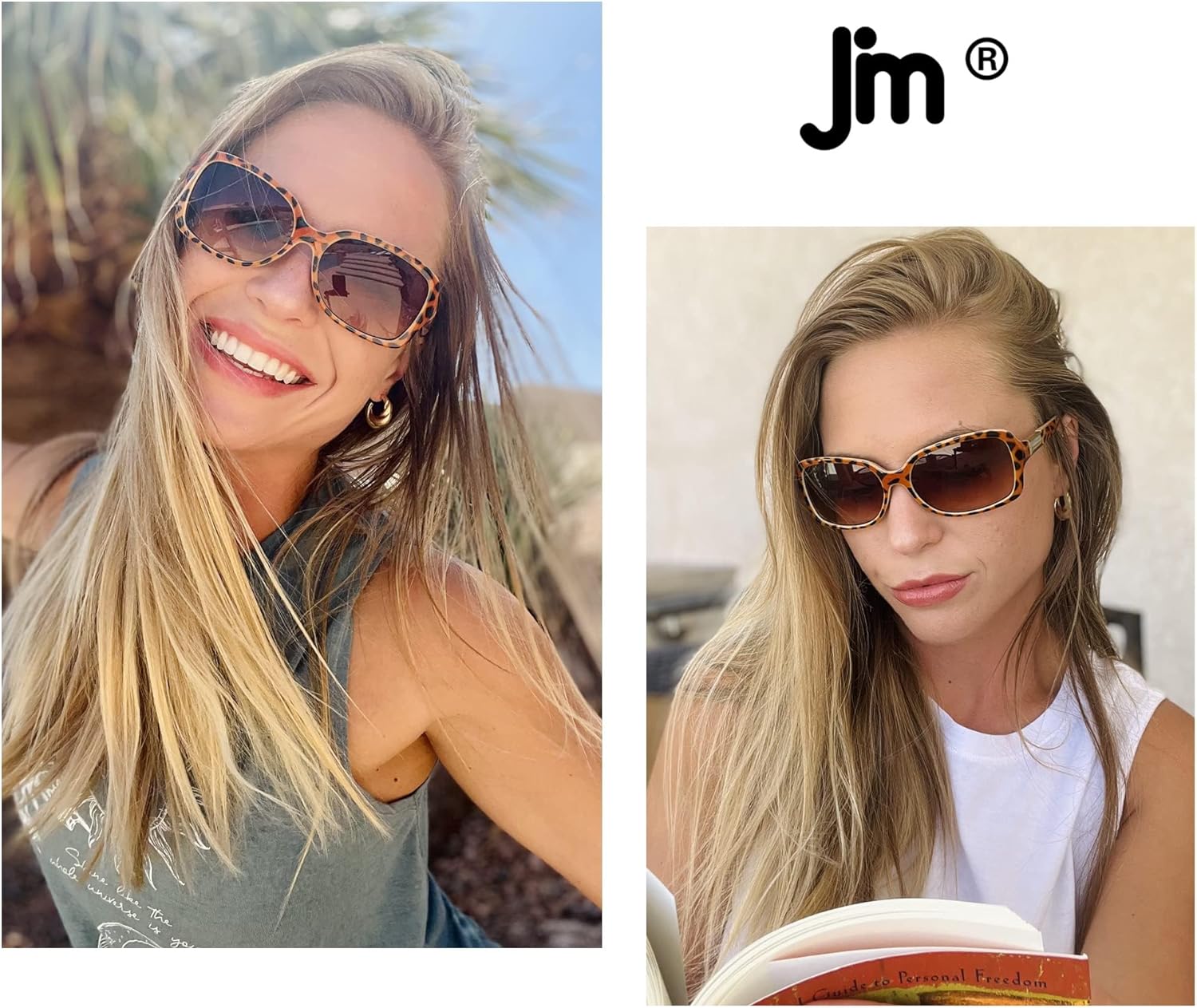 JM Paquete de 2 lentes de lectura bifocales clásicos, cuadrados, elegantes, degradados, para mujer +2.25
