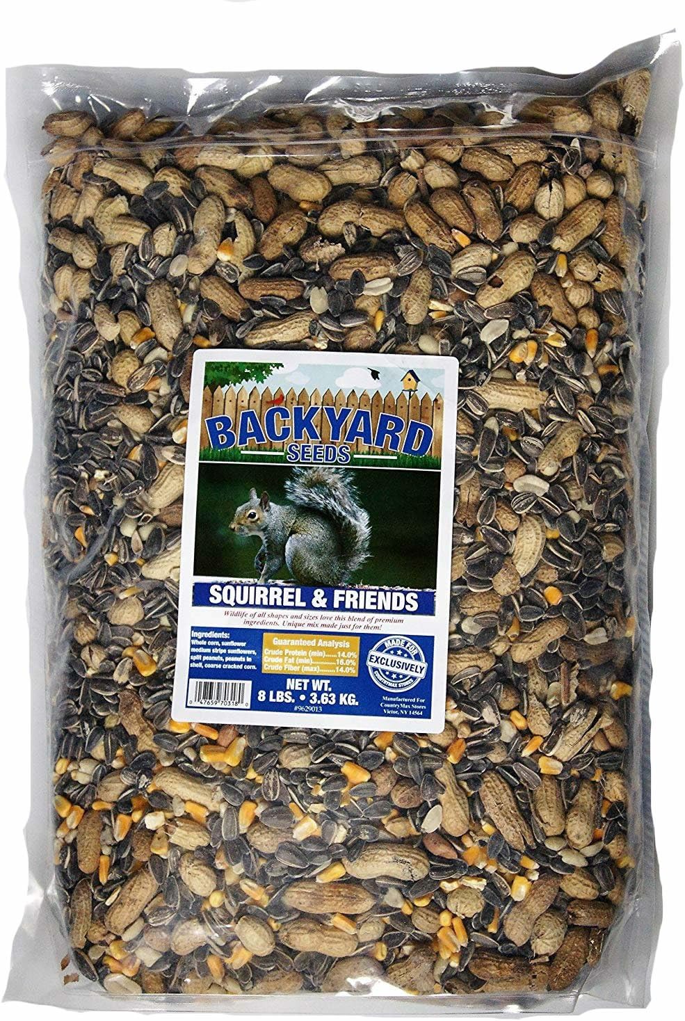 Backyard Seeds Squirrel & Friends Wildlife – Mezcla de alimentos de ardilla y ardilla, 8 libras