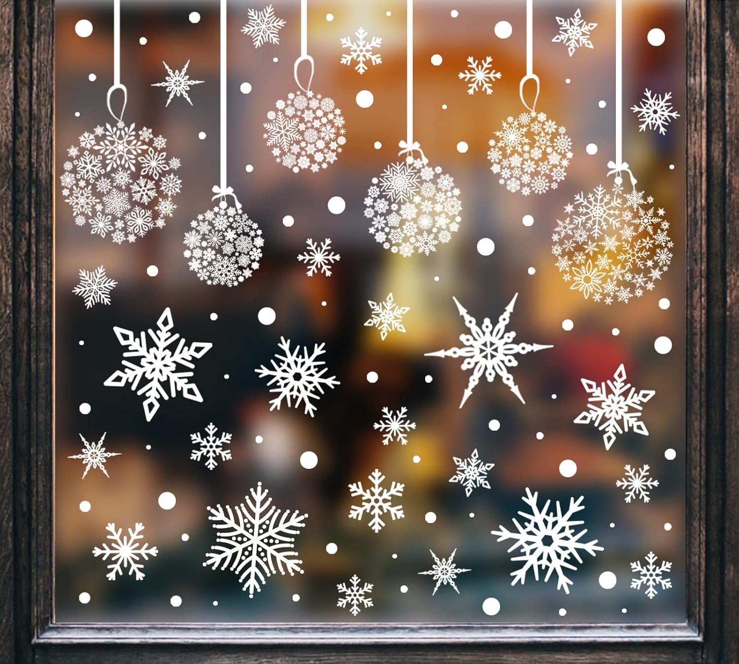 AnyDesign 9 hojas de calcomanías navideñas para ventana, diseño de copo de nieve, calcomanías de doble cara para decoración de ventanas de Navidad,