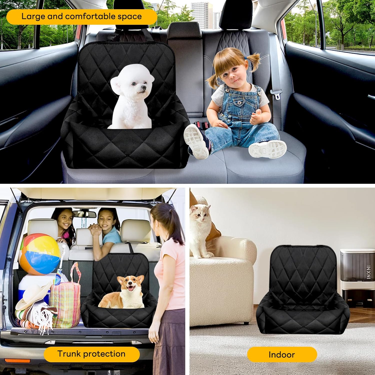 Asiento de coche para perros pequeños de menos de 40 libras, impermeable, cama de automóvil para viajes, asiento delantero, funda para perro