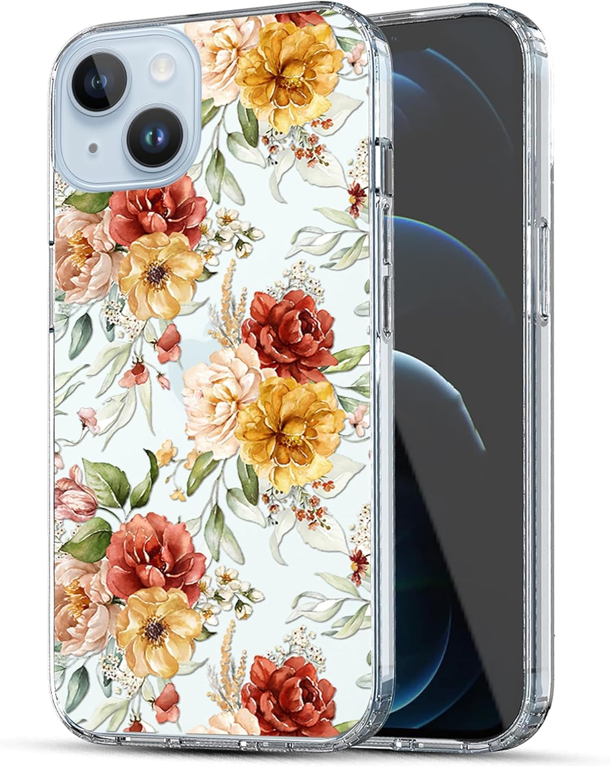 Funda protectora transparente con diseño de flores estéticas para iPhone 15 de 6.1 pulgadas (2023), funda protectora de TPU suave y delgada para