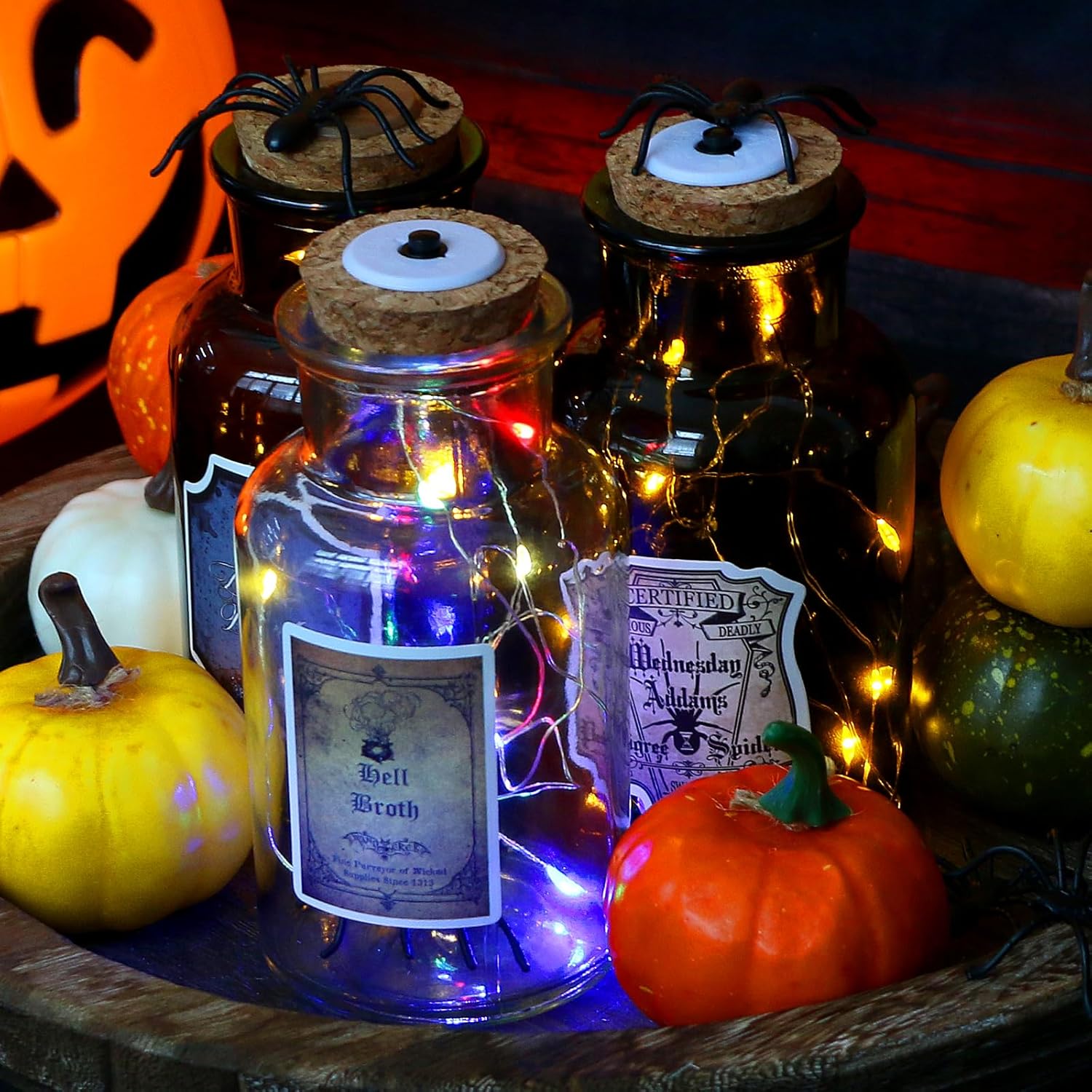 3 botellas de poción de Pascua  Botella de veneno con corcho para decoración interior del hogar con luces LED, bandeja escalonada para fiestas