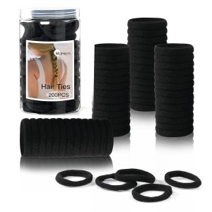 Lazos negros para cabello grueso sin daños, 200 soportes para cola de caballo, accesorios para el cabello para mujeres, elásticos para el cabello Lazos negros para cabello grueso sin daños, 200 soportes para cola de caballo, accesorios para el cabello para mujeres, elásticos para el cabello