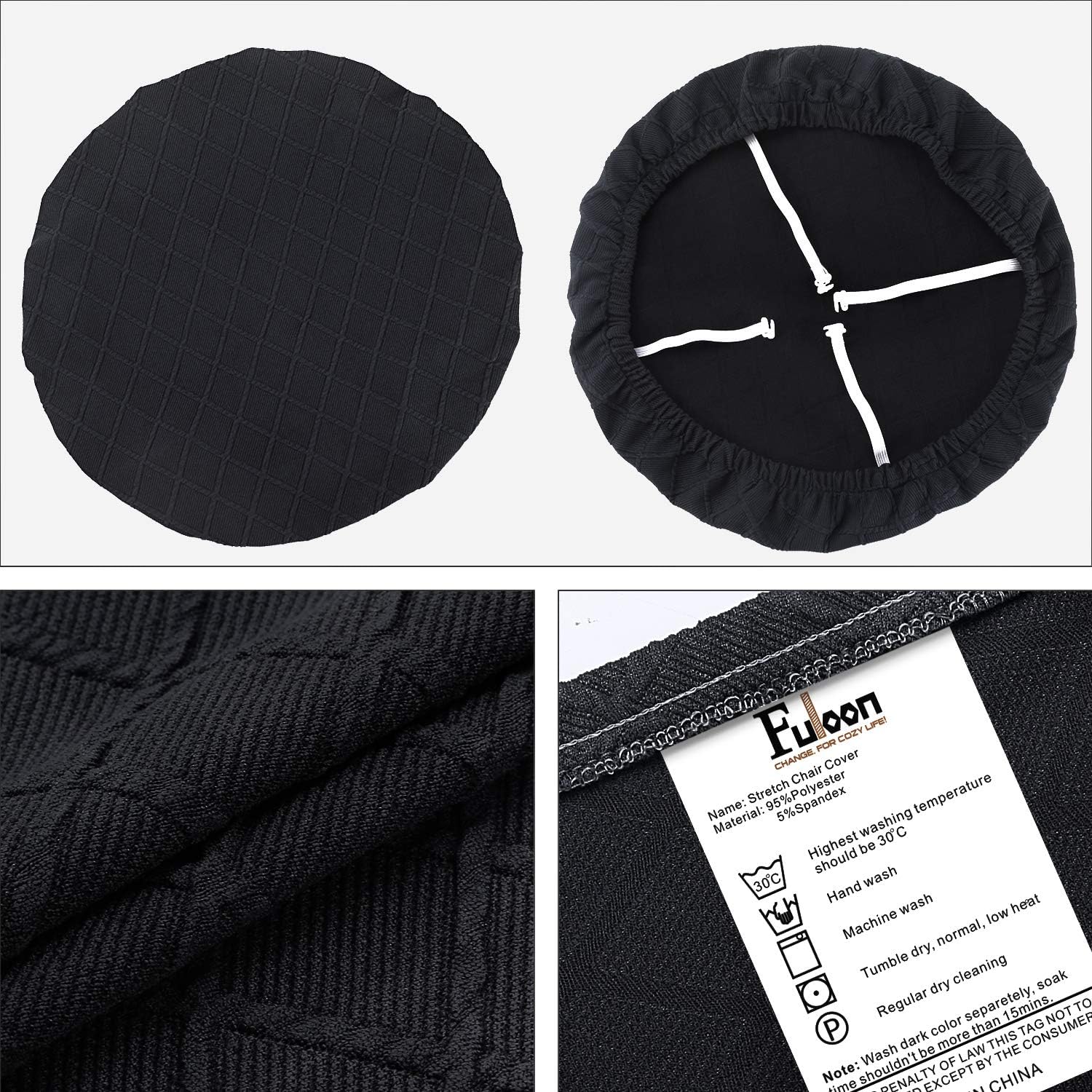 Fuloon – Paquete de 2 a 4 fundas de asiento de silla jacquard elásticas, extraíbles, lavables, anti-polvo, para sillas de comedor, cojín de asiento.