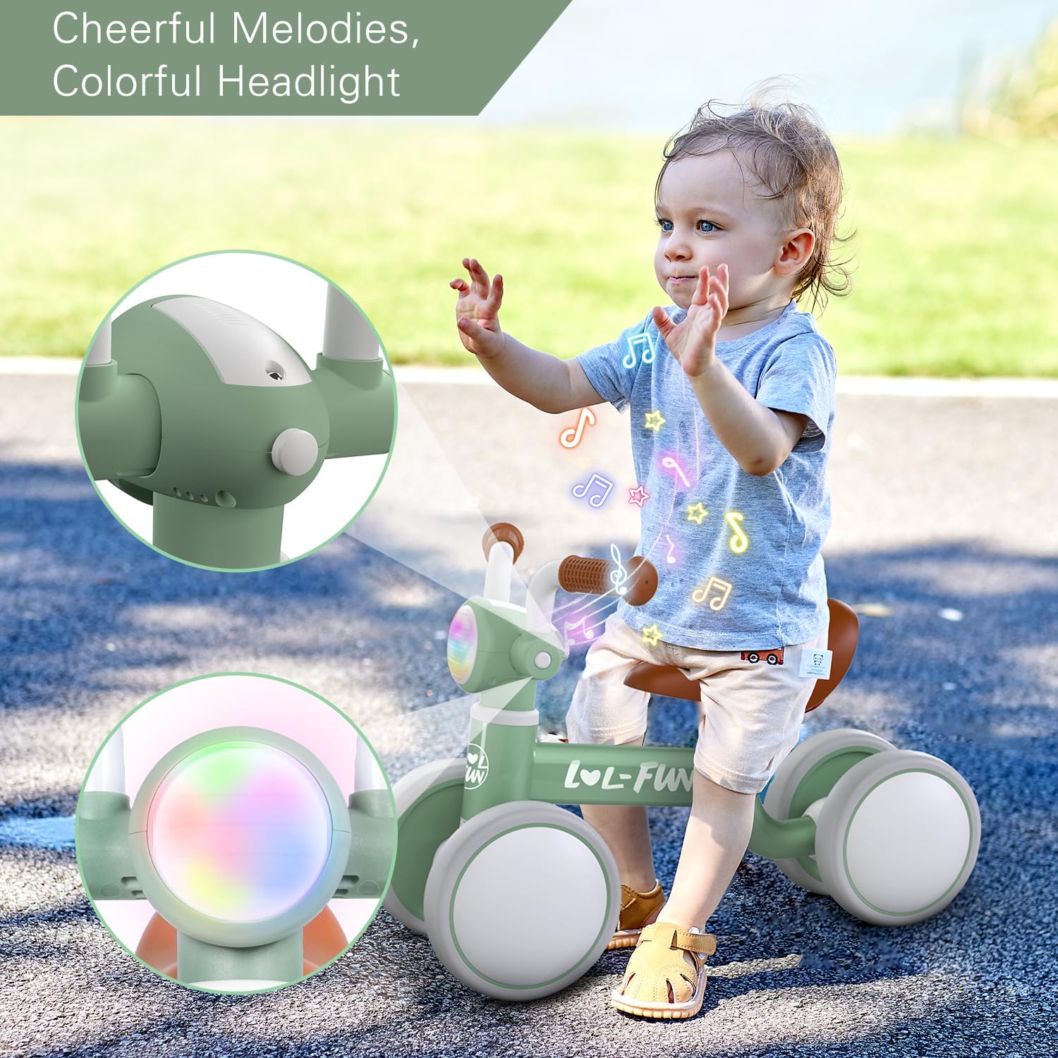LOL-FUN Bicicleta de equilibrio para bebés de 1 año de edad, bicicletas para niños pequeños de 1 a 3 años, regalos para bebés de 12 a 18 meses