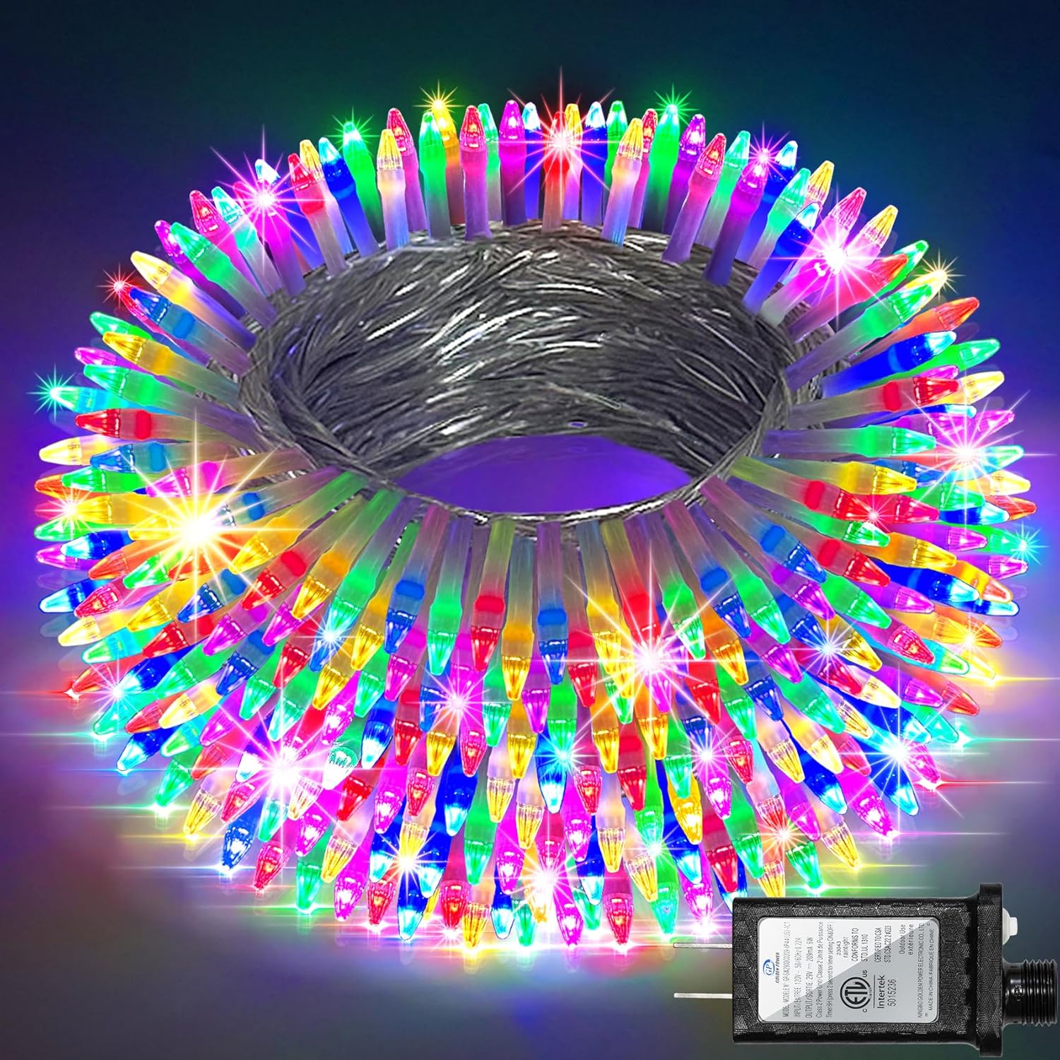 Luces de Navidad para exteriores de 492 pies, 1300 luces LED súper largas, 8 modos de iluminación y memoria de temporizador, cuerdas de luz