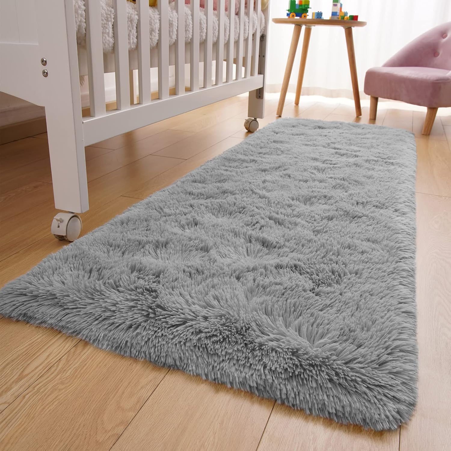 YJ.GWL Alfombras de pasillo esponjosas para dormitorio, sala de estar, alfombra de pelo suave de 2 x 4 pies, alfombra de felpa gris antideslizante