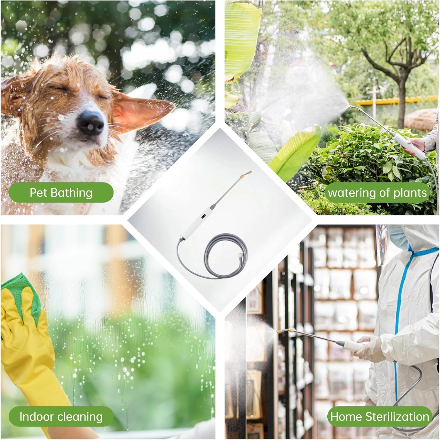 ACORNS Varita pulverizadora alimentada por batería, varita pulverizadora eléctrica mejorada con varita de pulverización retráctil y manguera de 10
