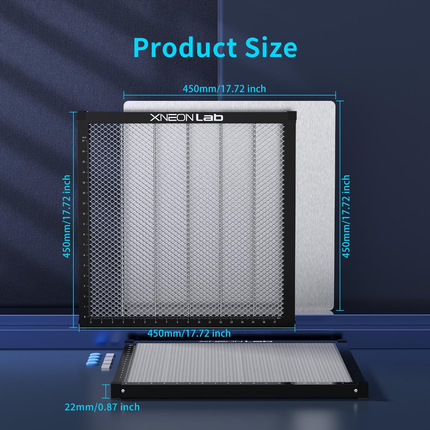 Cama láser Honeycomb – Mesa de trabajo láser de 450 × 450 × 0.866 in con panel de aluminio para XTool D1D1 Pro y la mayoría de máquinas de corte de