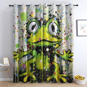 wanjv Cortinas de rana de graffiti para dormitorio, sala de estar, divertidas cortinas opacas coloridas de 84 pulgadas de largo, juego de 2 paneles wanjv Cortinas de rana de graffiti para dormitorio, sala de estar, divertidas cortinas opacas coloridas de 84 pulgadas de largo, juego de 2 paneles