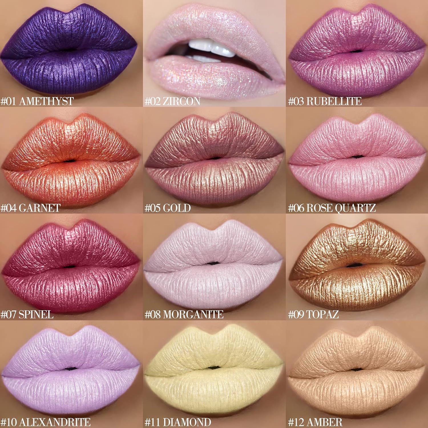 FOCALLURE Lápiz labial líquido de camaleón metálico, brillo de labios con purpurina, acabado brillante, maquillaje de labios de copa antiadherente