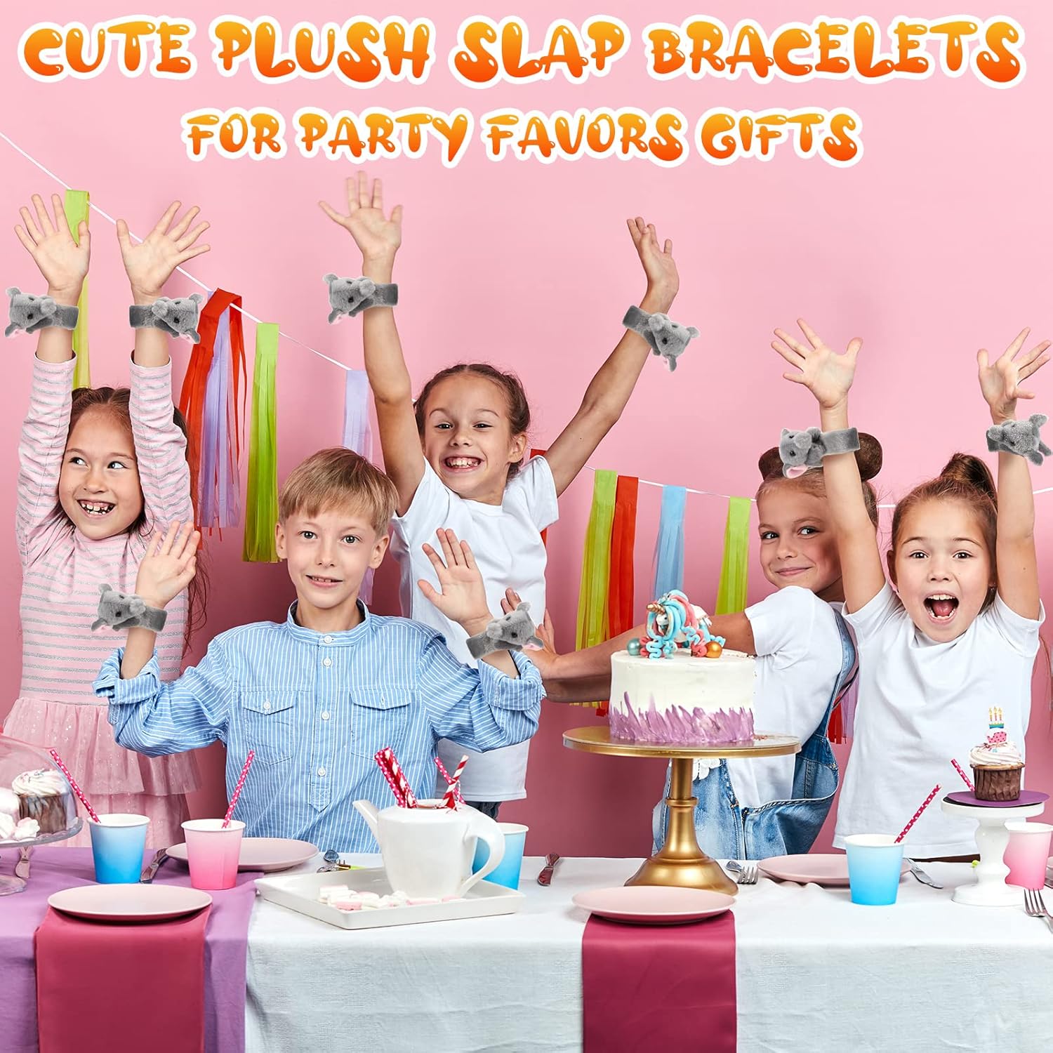 Regalos para el día de San Valentín, 8 pulseras de animales de peluche, adorables pulseras de animales de peluche a granel para niños y niñas,