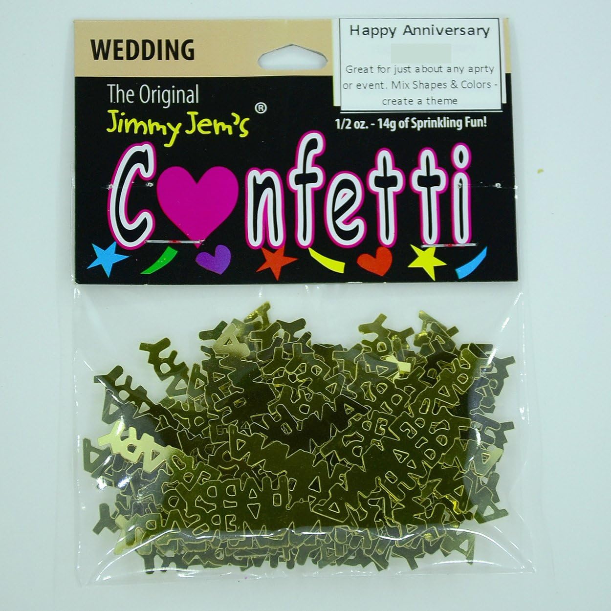 Confeti Word Happy Anniversary Gold – 2 bolsas de media onza (1 oz) #7860 Q01