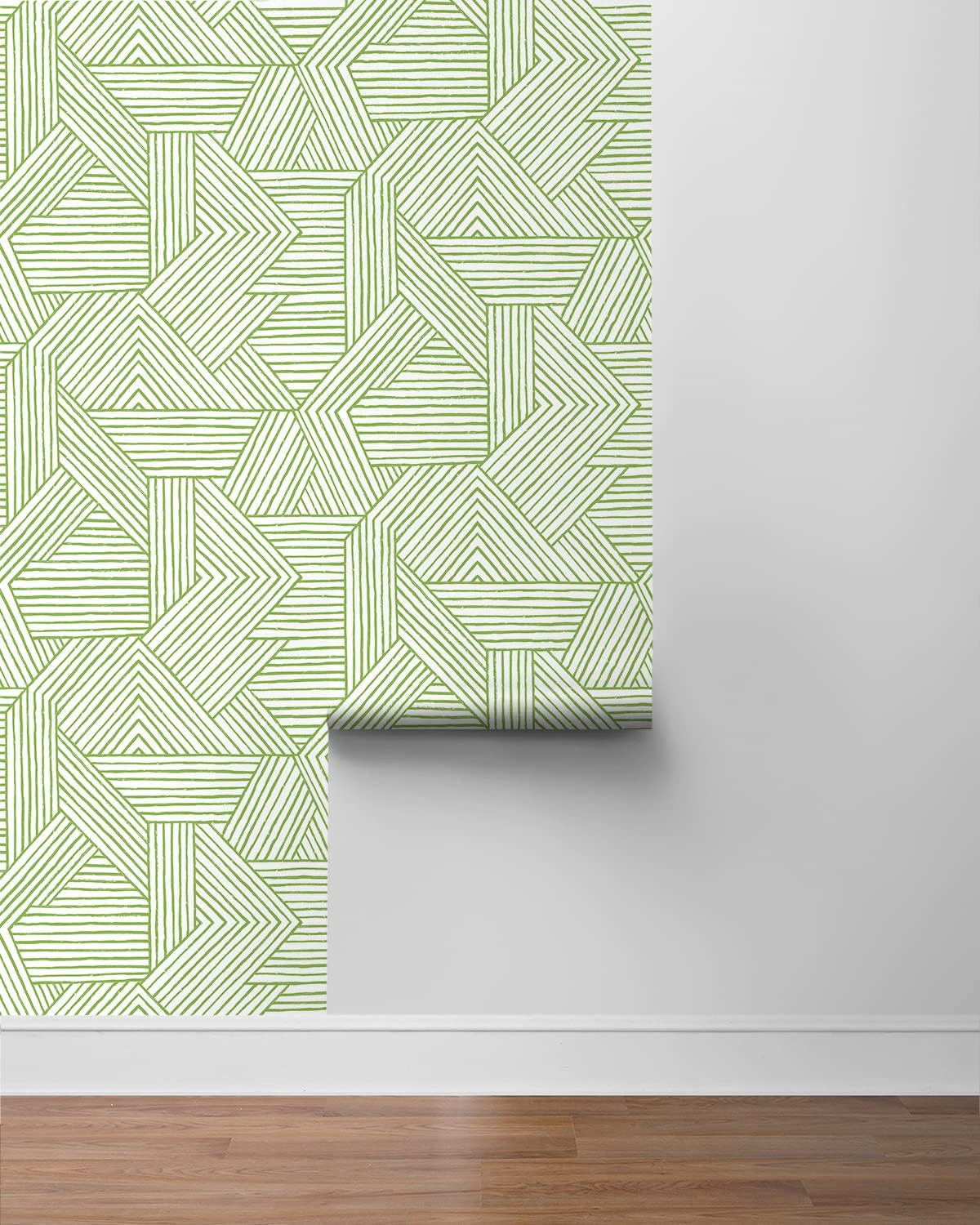 NextWall Stacy Garcia Home – Papel tapiz geométrico grabado sintético (verde primaveral)