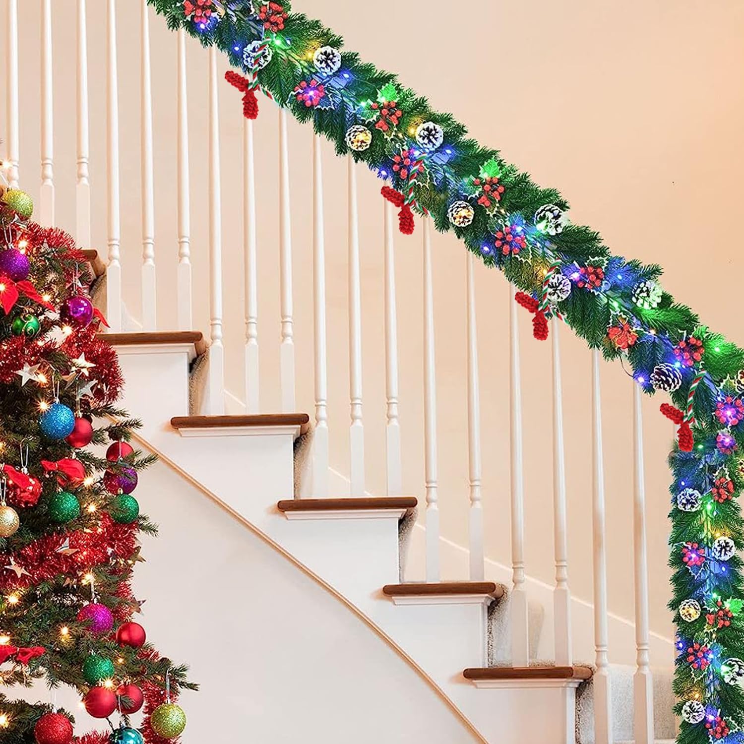 Corbatas decorativas flexibles, reutilizables y anudadas para envolver regalos de Navidad (15, verde, rojo y blanco)