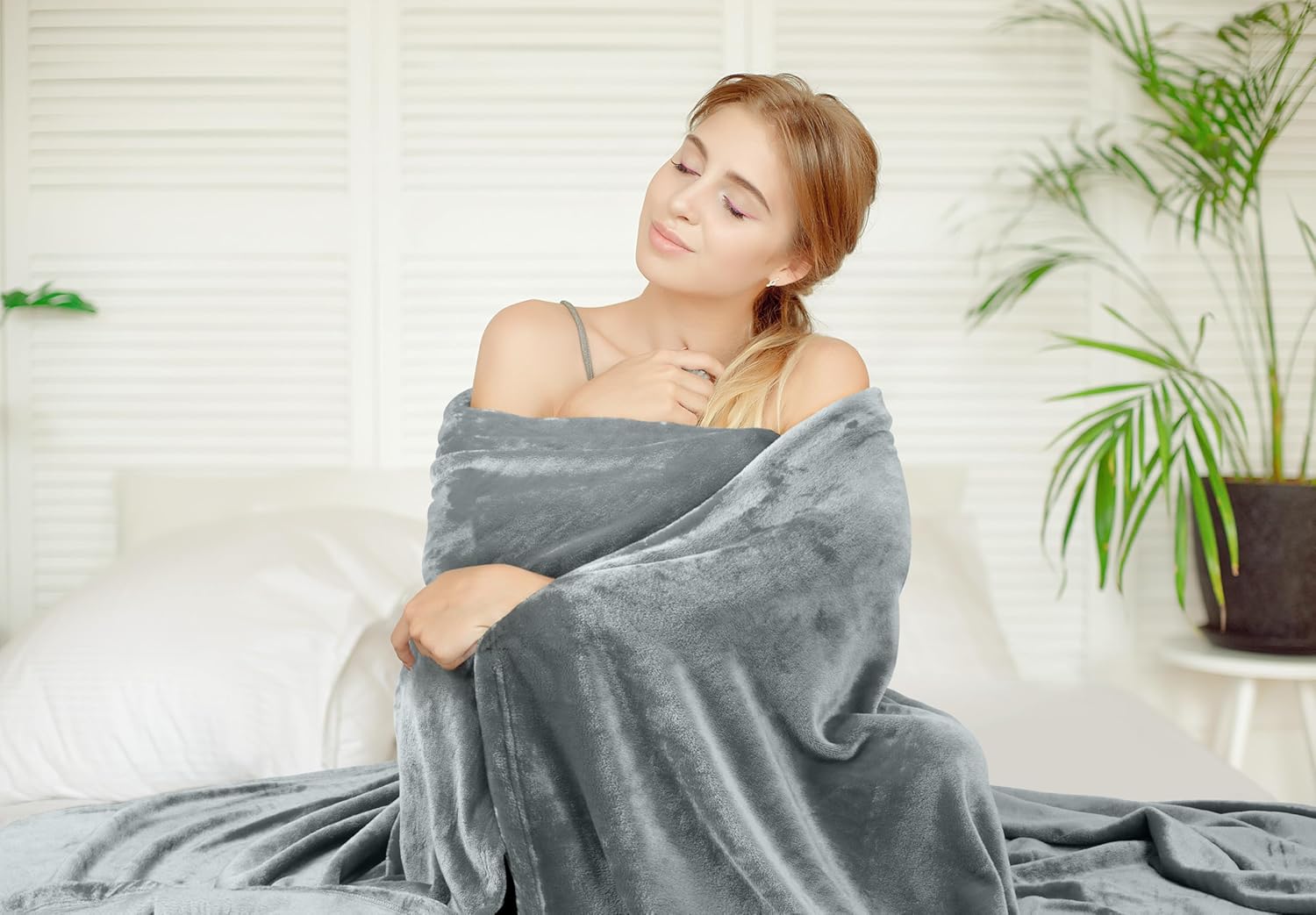 Utopia Bedding – Manta polar de 8.85 ozyd, tamaño individual, color gris ceniza, cobija para cama de microfibra, mullida, suave y antiestática (90 x