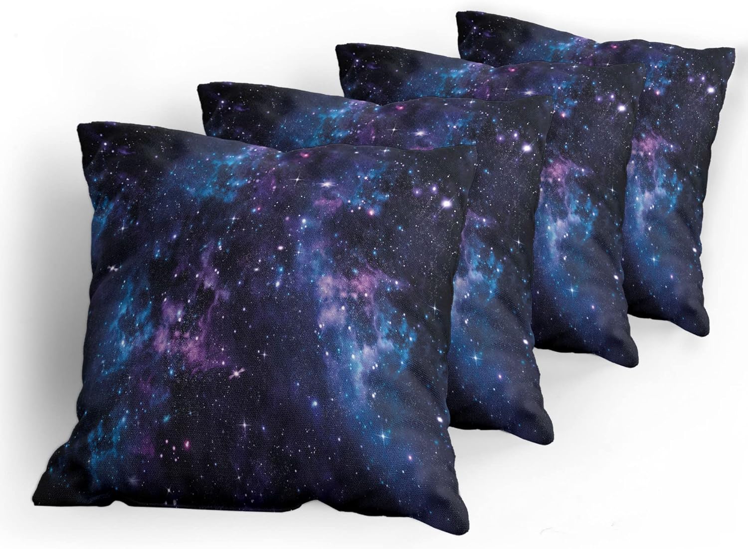 Ambesonne Paquete de 4 fundas de cojín espaciales, diseño de cielo místico, cúmulos de estrellas, cosmos, nebulosa, paisajes celestiales, obras de