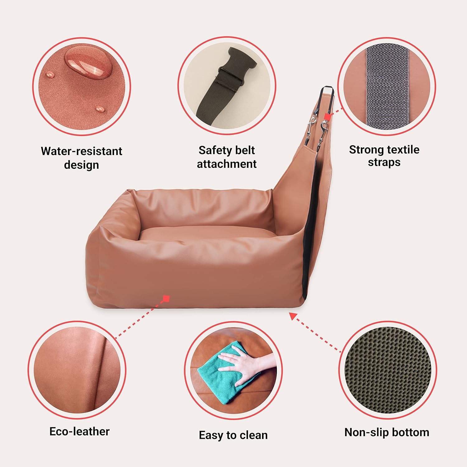 Asiento de automóvil para perros pequeños, asientos traseros de automóvil lavables para perros, asiento de cama de viaje, cama de viaje para perro,
