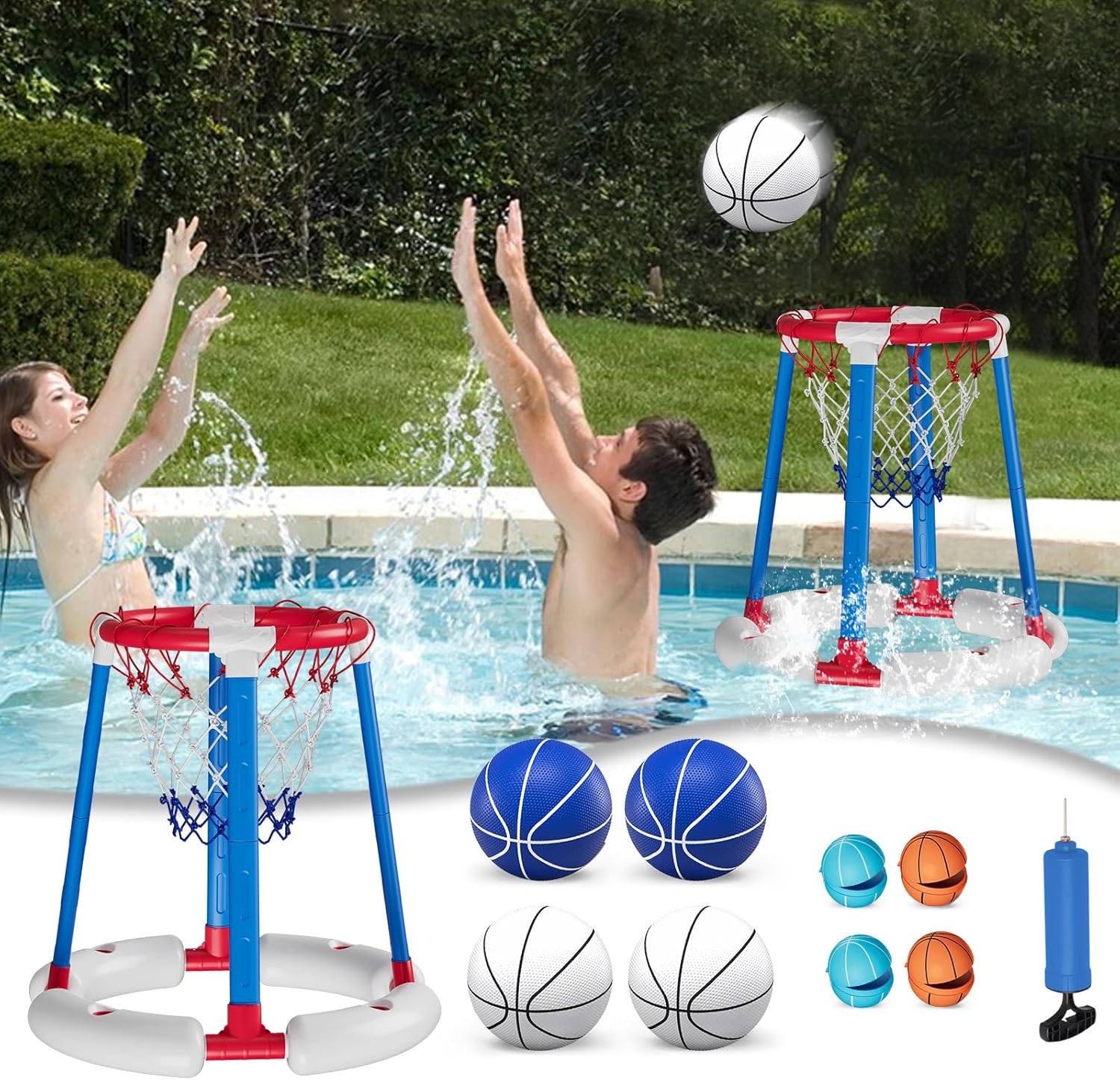HYES Aro de baloncesto flotante sin tablero, rojo