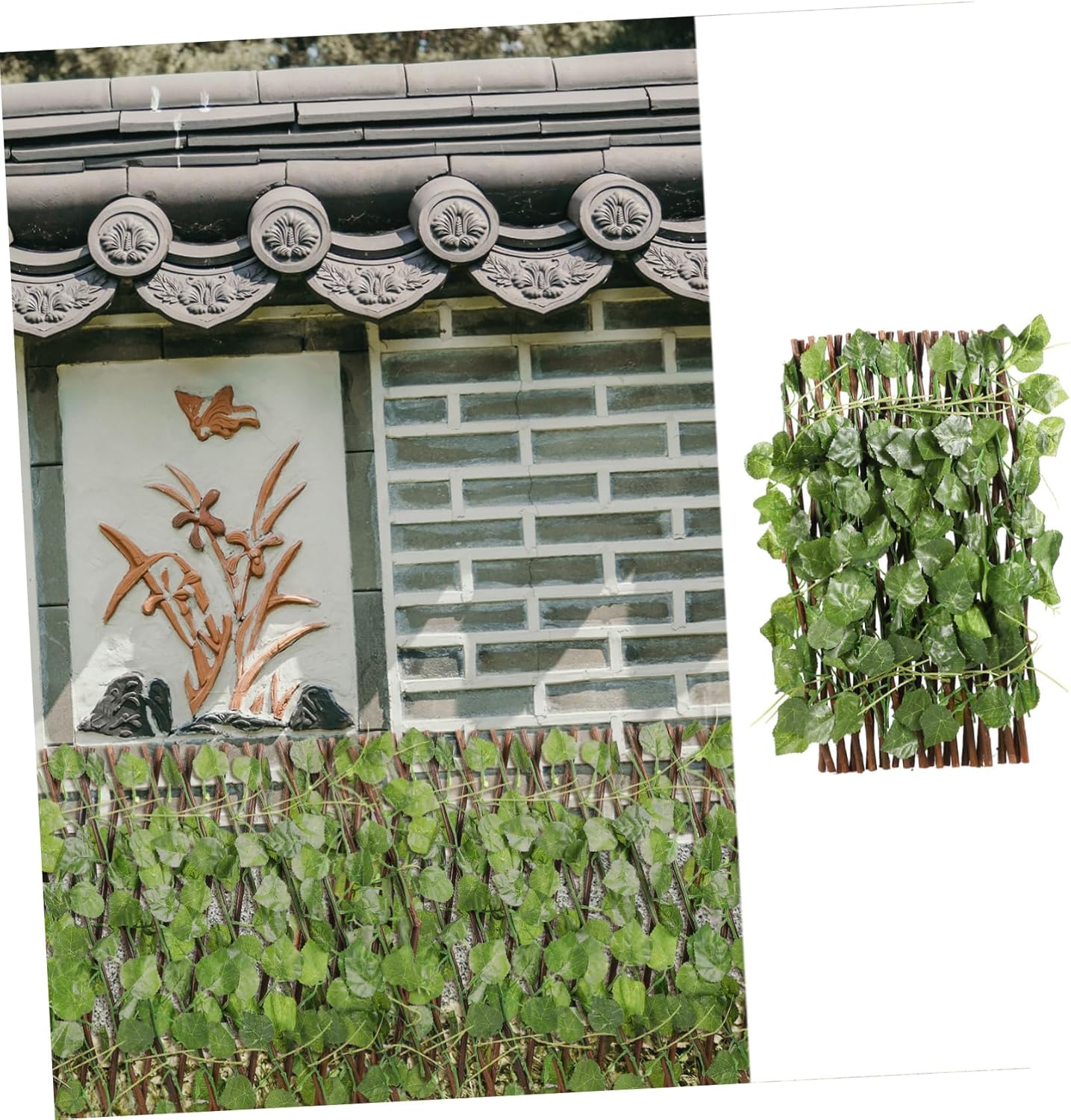 GANAZONO 2 piezas de corona artificial para valla, borde de paisaje, borde de césped, plantas artificiales al aire libre, decoración de boda,