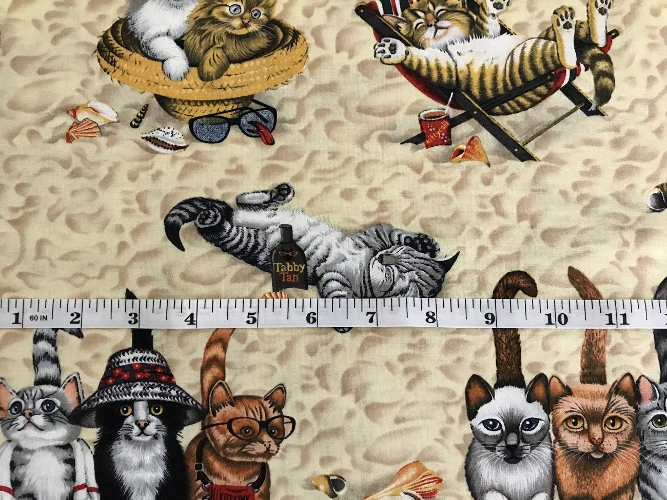 Tela 100% algodón vendida por yarda 1 yarda  36 pulgadas de longitud (adorables gatitos en la playa)