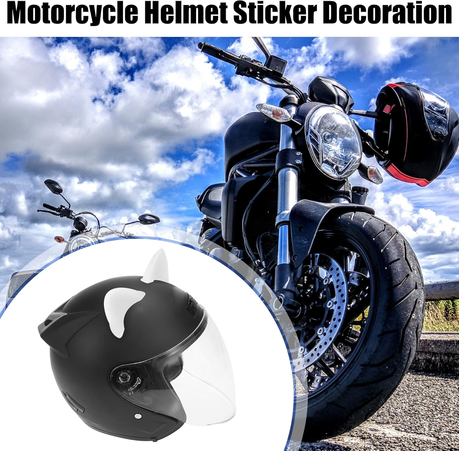 Motoforti 2 piezas de orejas de gato, accesorios de decoración de casco, autoadhesivos, universales, para motocicleta, bicicleta, scooter, blanco,