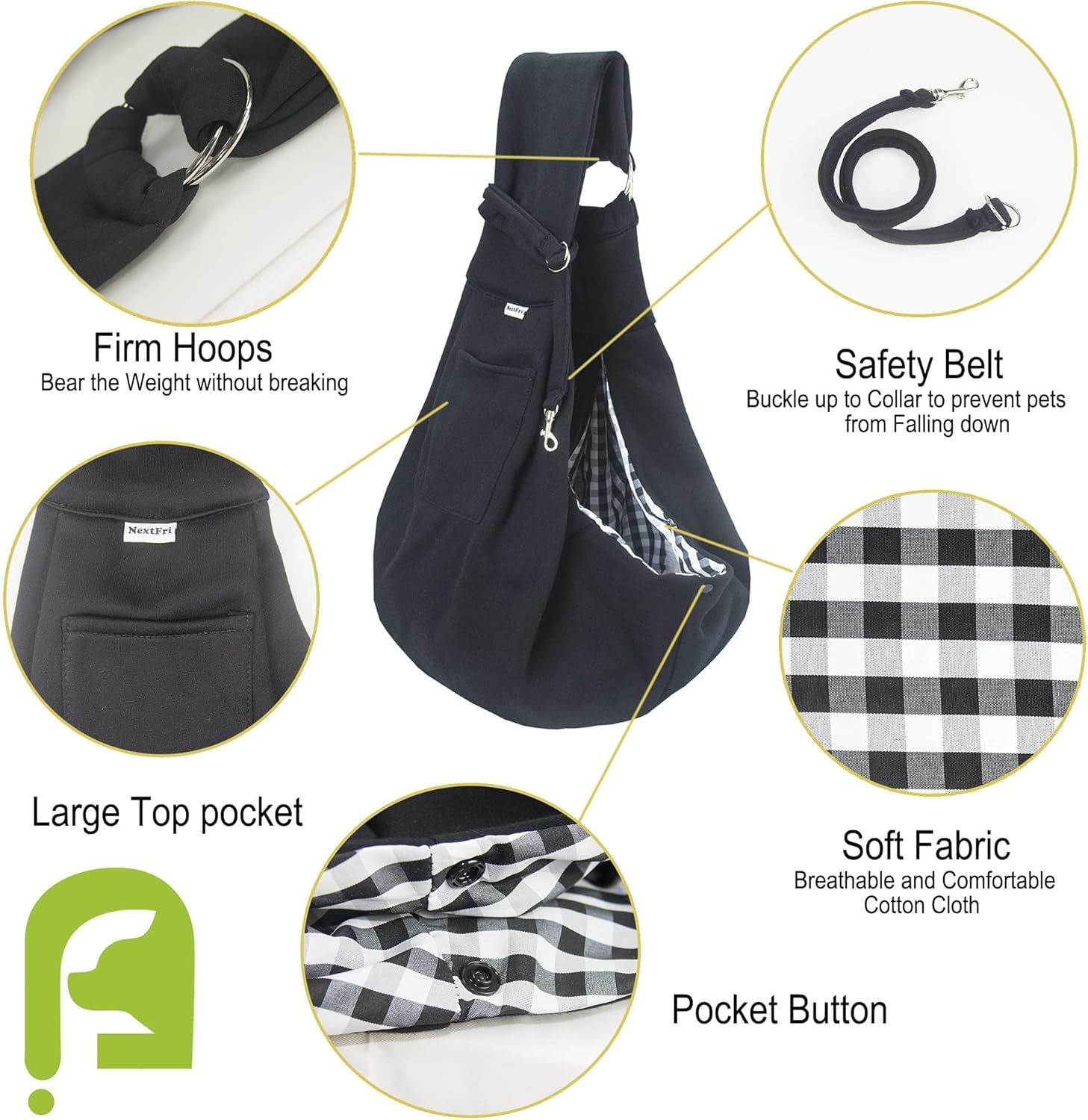 NextFri Mochila para mascotas con correa ajustable para el hombro, bolsa para cachorros, manos libres, reversible, para viajes al aire libre,