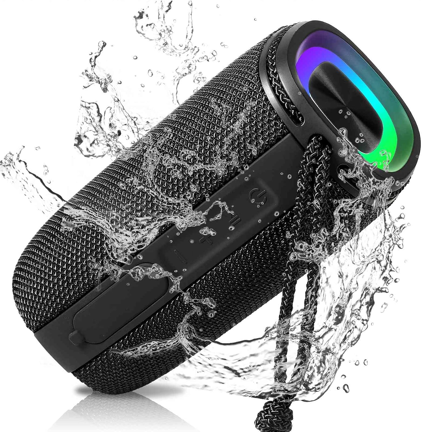 UrbanX Altavoz Bluetooth X808, IPX6 Altavoces impermeables Sonido envolvente HD de 360 con graves intensos, emparejamiento inalámbrico verdadero,