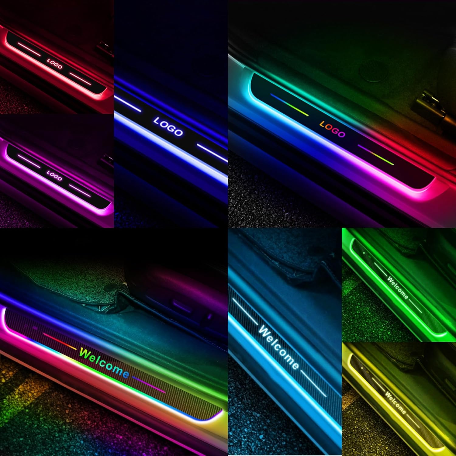 Luces de umbral de automóvil, logotipo personalizable y texto, luz de pedal de automóvil, luces de bienvenida personalizadas para puerta de