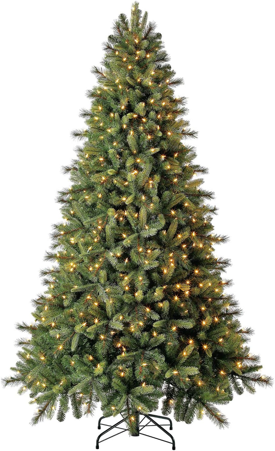 Árbol de Navidad artificial de abeto noruega preiluminado de 7.5 pies, luces LED blancas cálidas