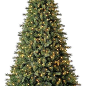 Árbol de Navidad artificial de abeto noruega preiluminado de 7.5 pies, luces LED blancas cálidas Árbol de Navidad artificial de abeto noruega preiluminado de 7.5 pies, luces LED blancas cálidas