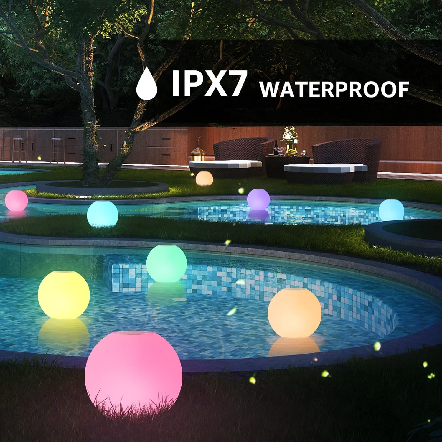 Luces flotantes para piscina con altavoz Bluetooth, luz LED de bola brillante, función 5.0 TWS, control remoto, luces nocturnas para piscina al aire