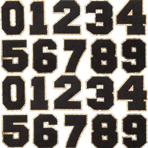 GYGYL – 20 parches de felpilla con números de 2.36 pulgadas, parches de números universitarios con purpurina de chenilla, parches de bordado de GYGYL – 20 parches de felpilla con números de 2.36 pulgadas, parches de números universitarios con purpurina de chenilla, parches de bordado de