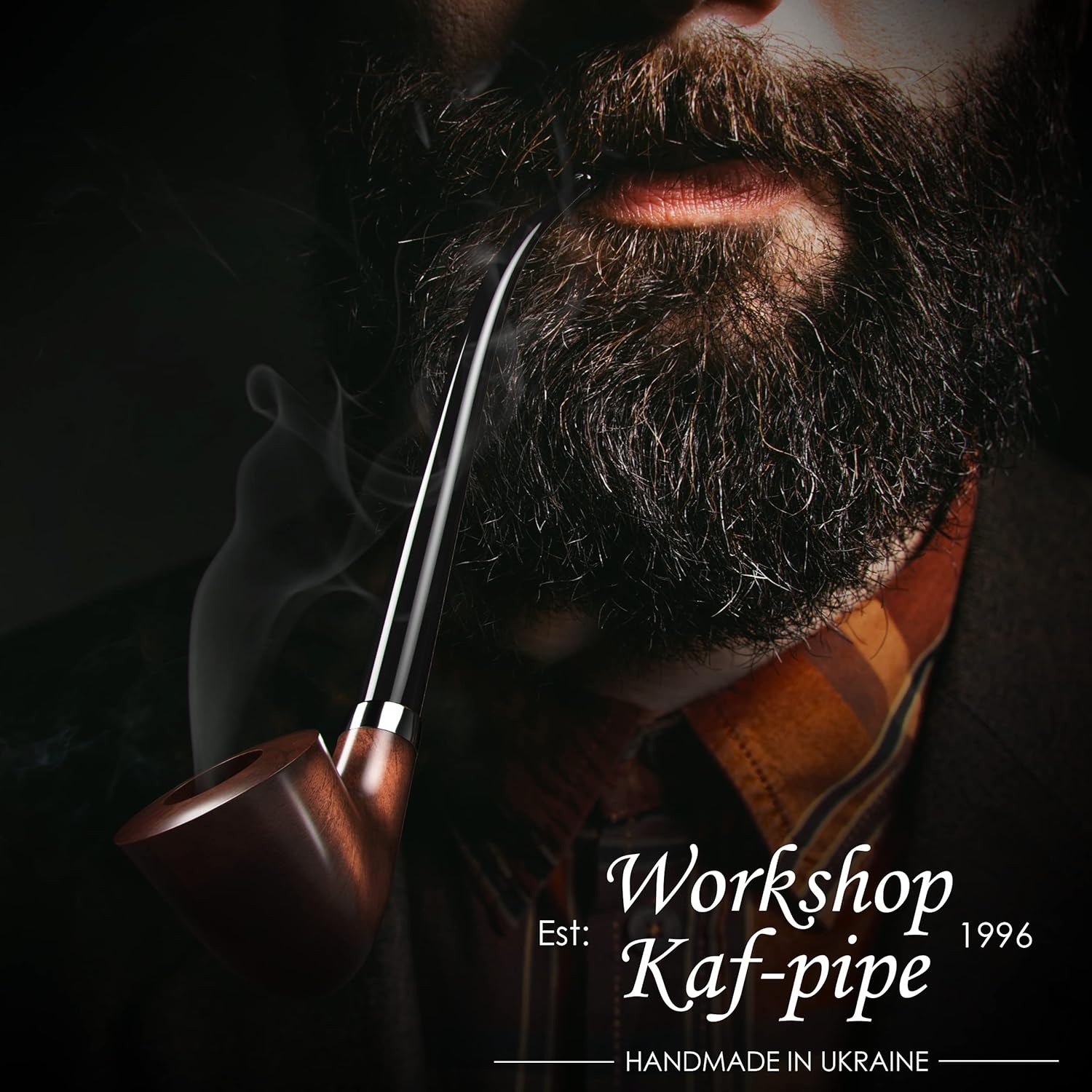 Pipa de tabaco modelo KAF218 Churchwarden Style madera hecha a mano con forma de Dublín de madera de pera con tallo acrílico, caja de regalo con