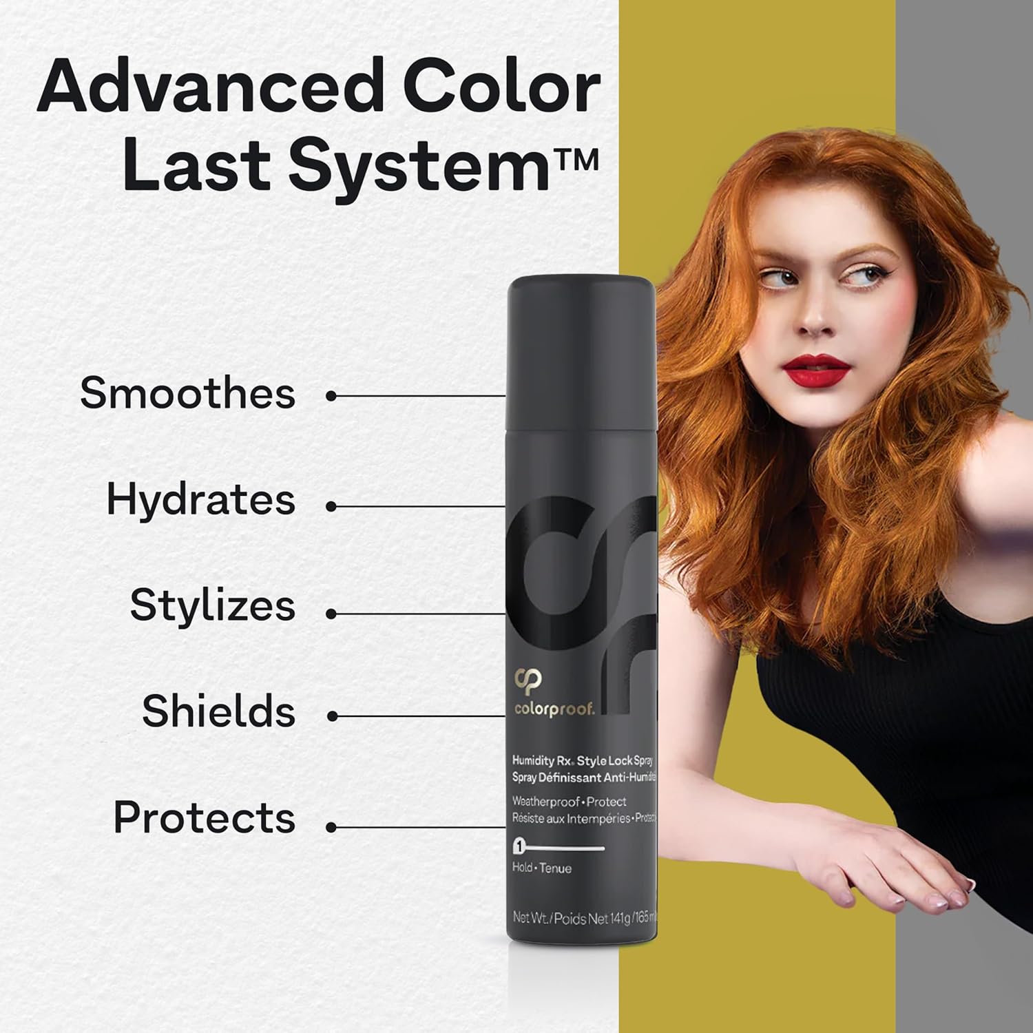 Colorproof Humidity Rx Style Lock Spray para el cabello, 5 onzas líquidas, laca para el cabello sin sulfato con aroma a madera de coco