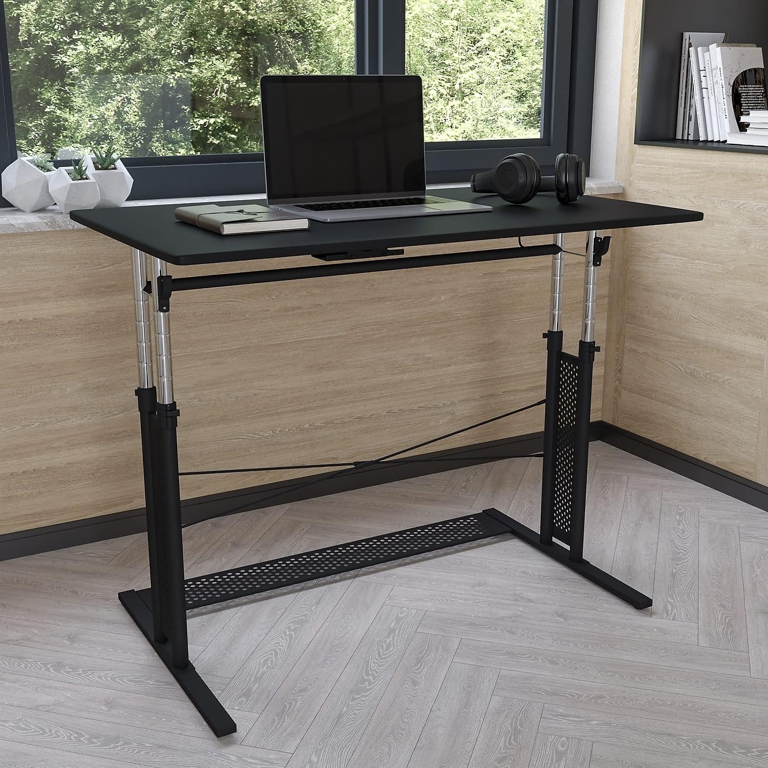 Flash Furniture Fairway – Escritorio de oficina en casa, altura ajustable (27.25-35.75 pulgadas de alto), color negro