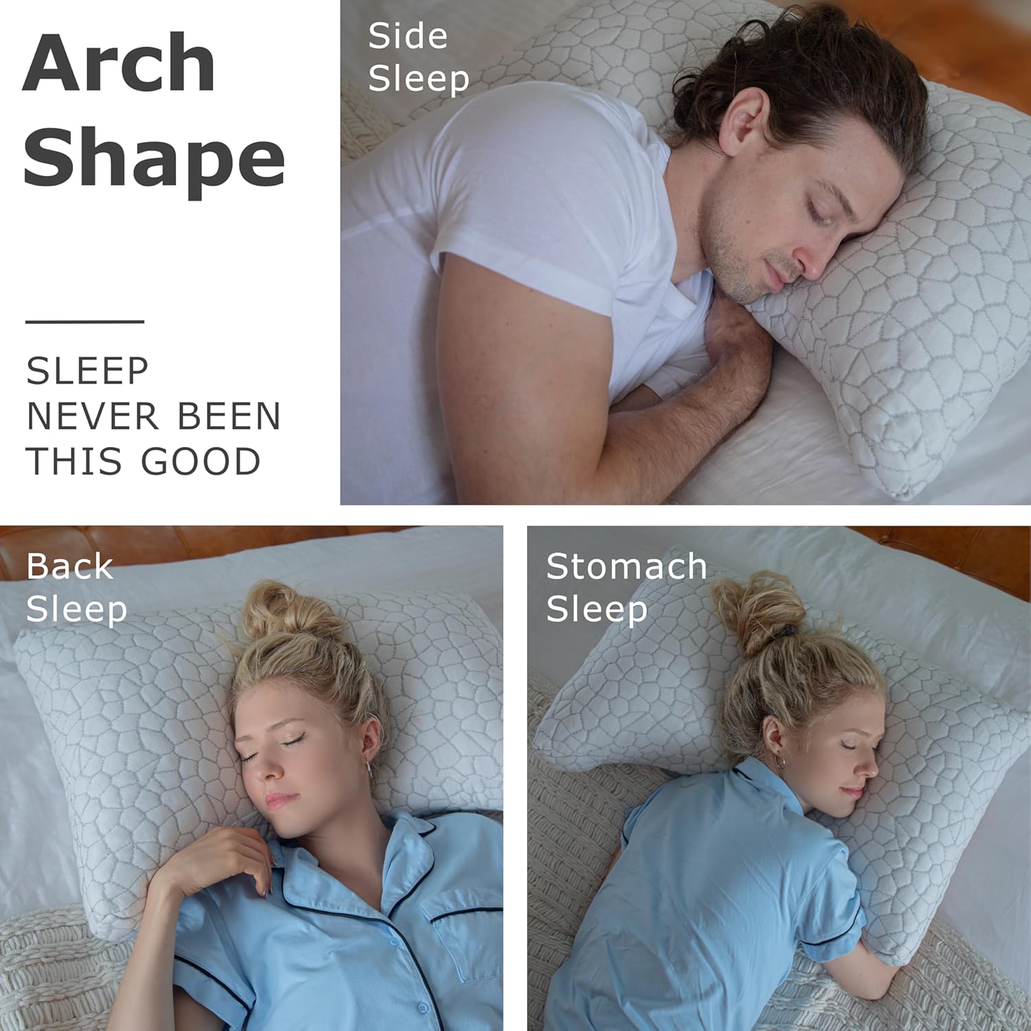 Pharmedoc Almohadas de espuma viscoelástica – Almohada para dormir de lado – Almohada curvada – Almohada arqueada – Almohada de cuello para aliviar