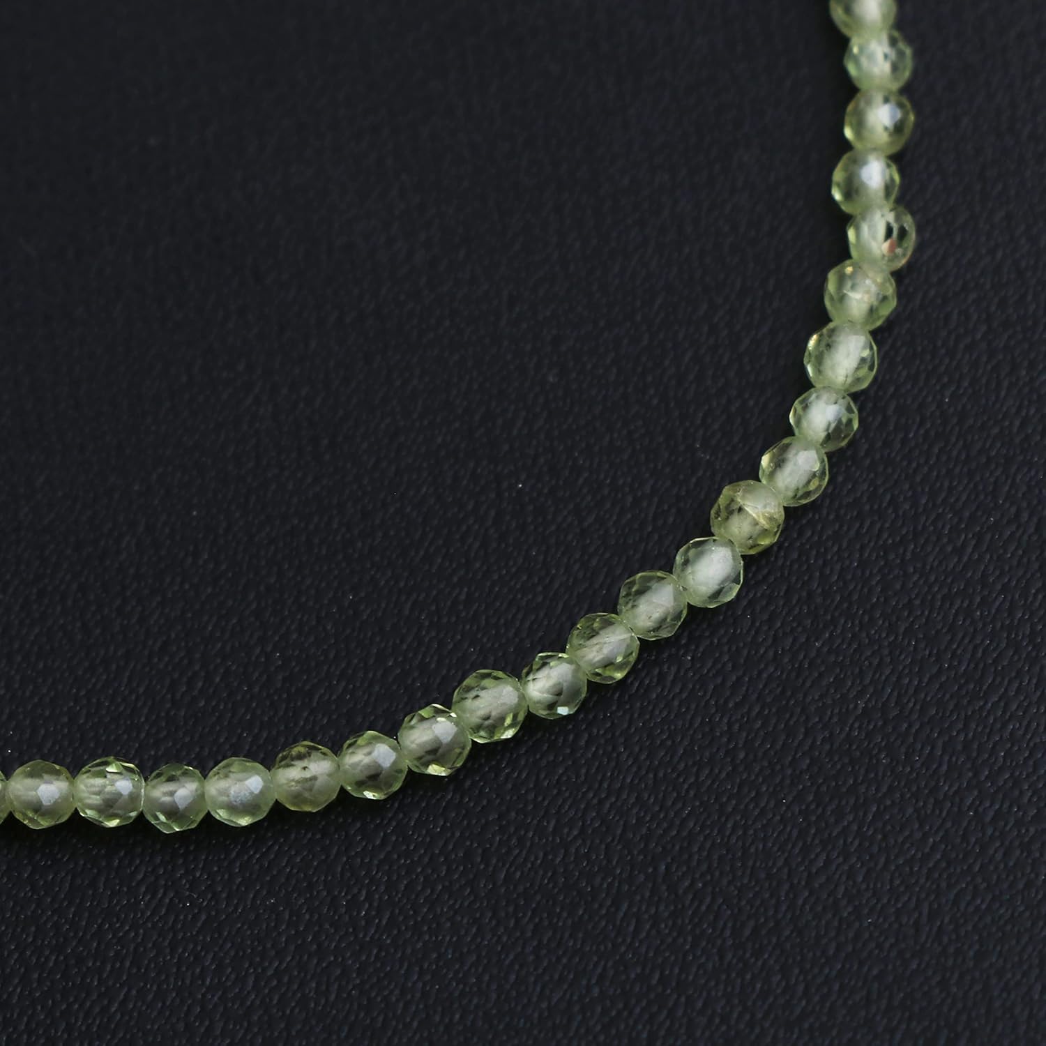 Gempires Natural Peridot Beads Bracelet, August Birthstone Jewelry Handmade Beaded 2.4-2.5 mm Green Peridot Beads with 7 +1 inch Adjustable Chain