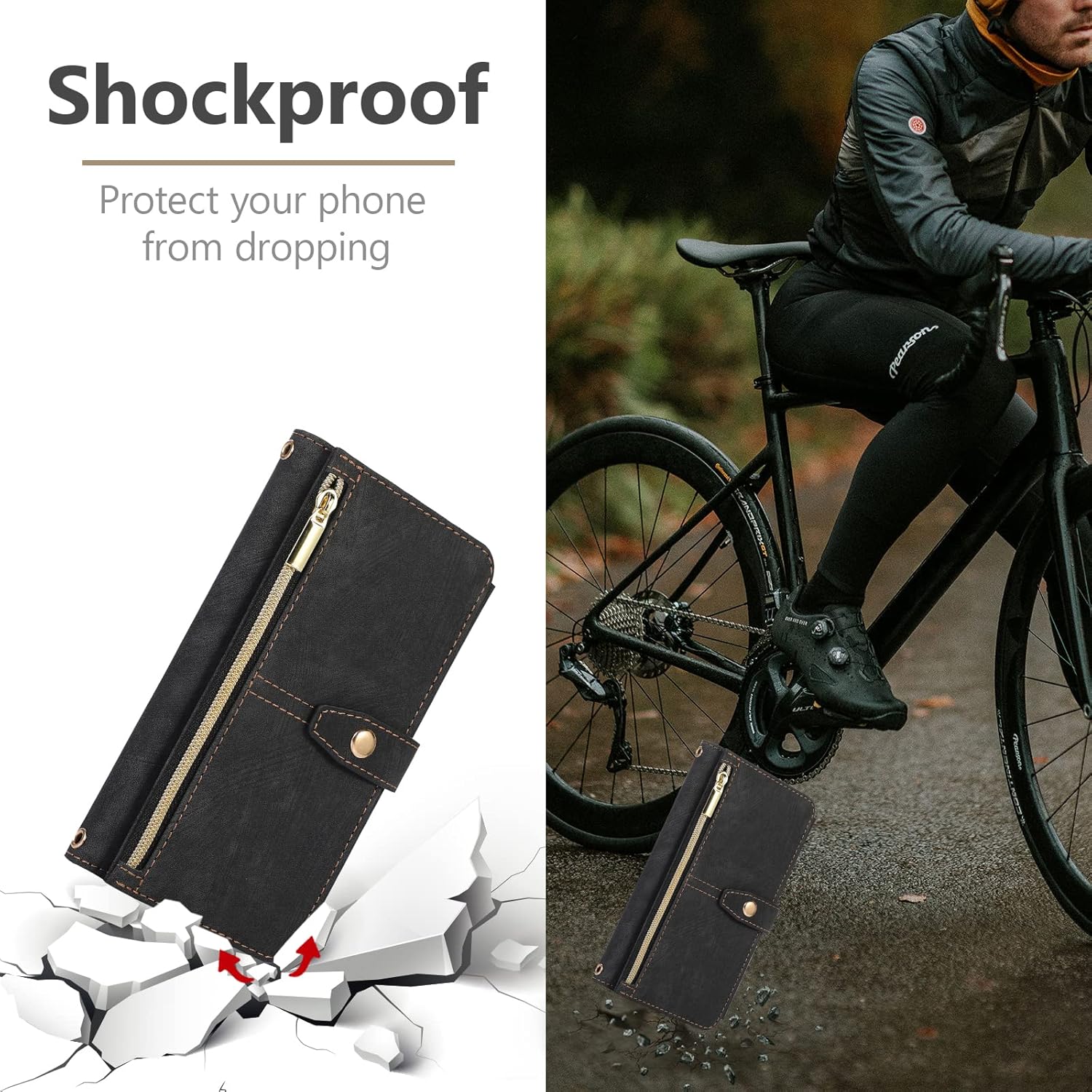 UEEBAI Funda para iPhone 12 Mini de 5.4 pulgadas, 9 ranuras para tarjetas, cartera de cuero retro a prueba de golpes, con correa de mano, ranuras
