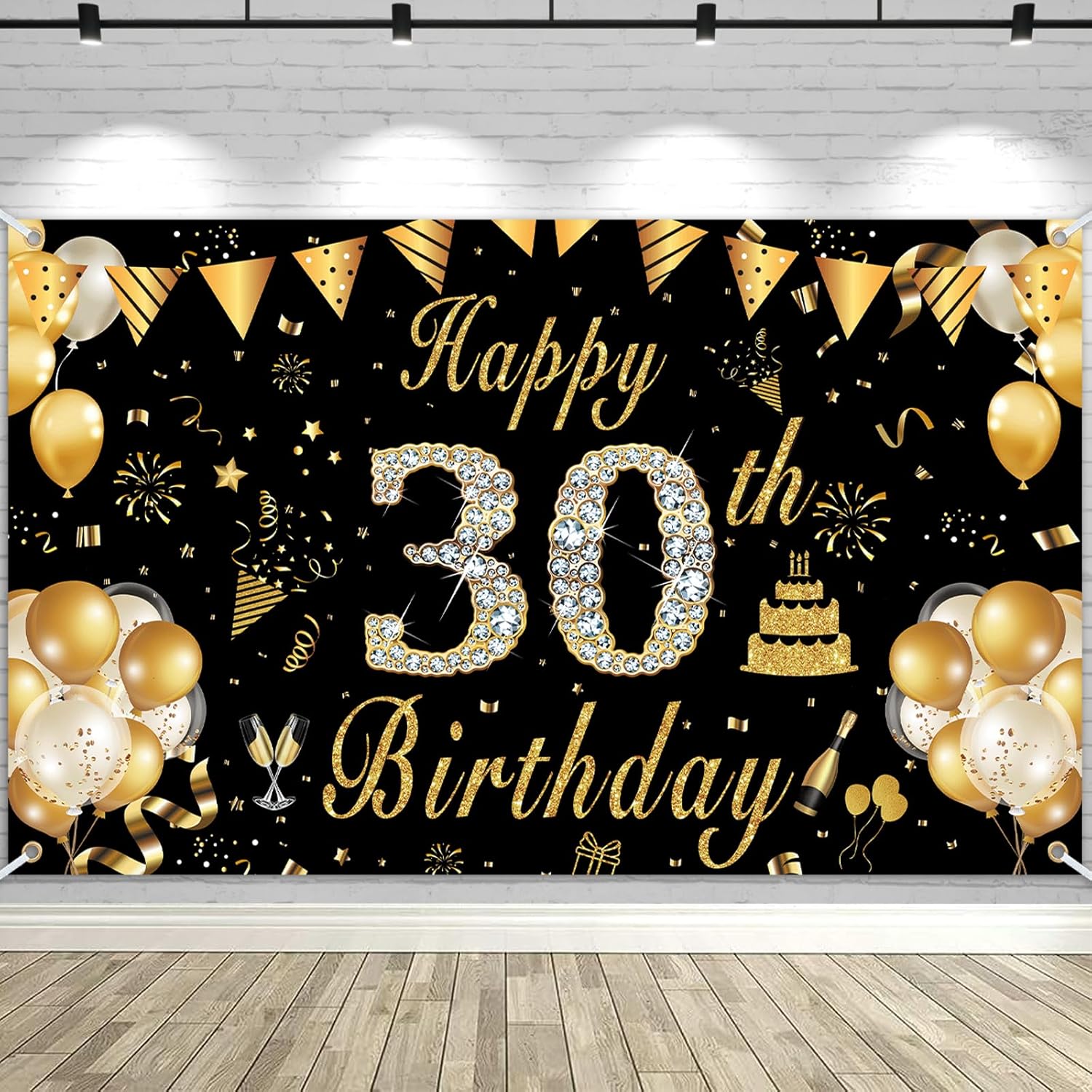 Cartel de cumpleaños, telón de fondo de letreros de feliz cumpleaños 30, decoración de cumpleaños para mujer, decoraciones de fiesta temática de